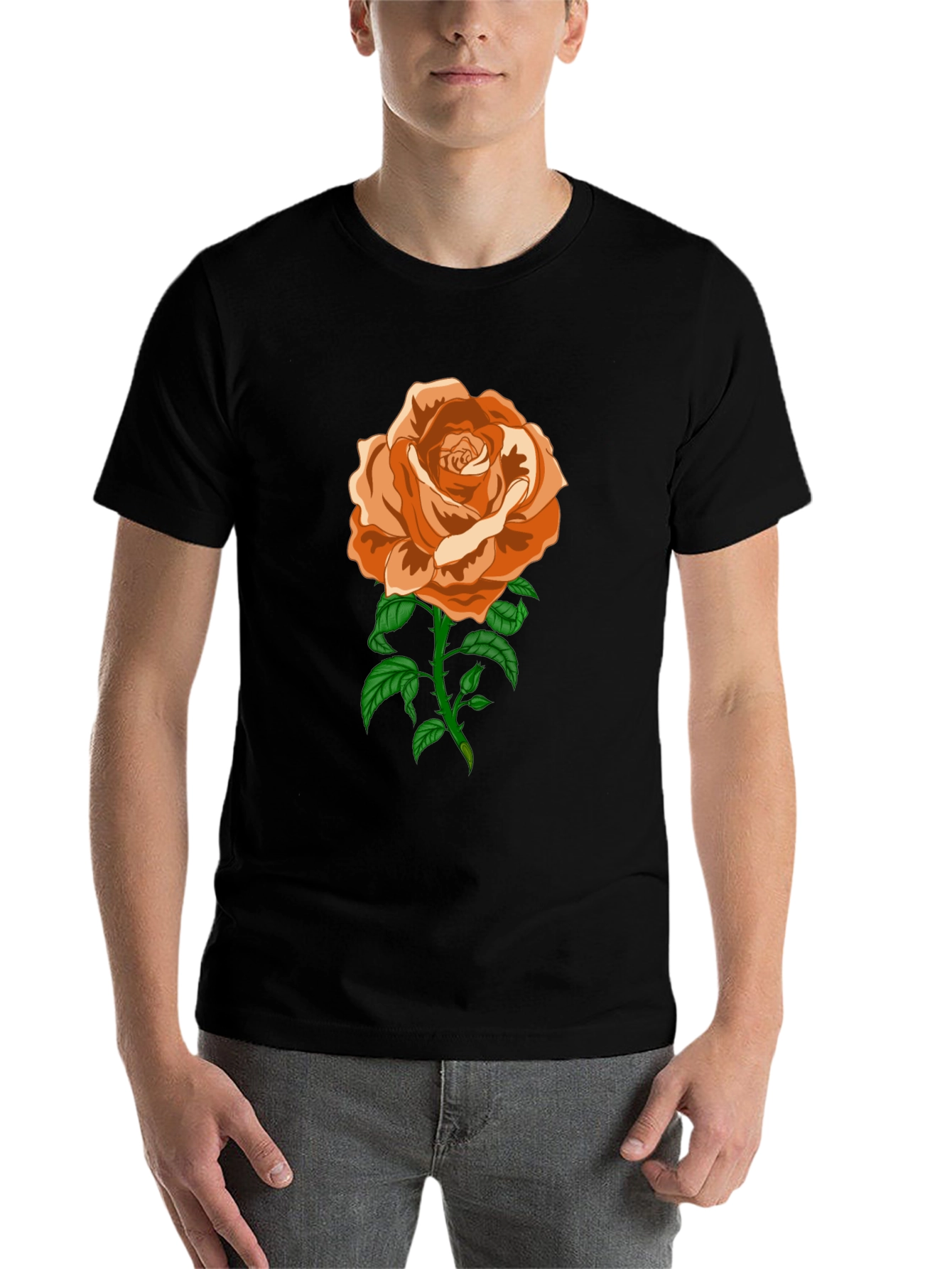 Black Rose Graphic T-Shirt - Casual Black Tee view 7