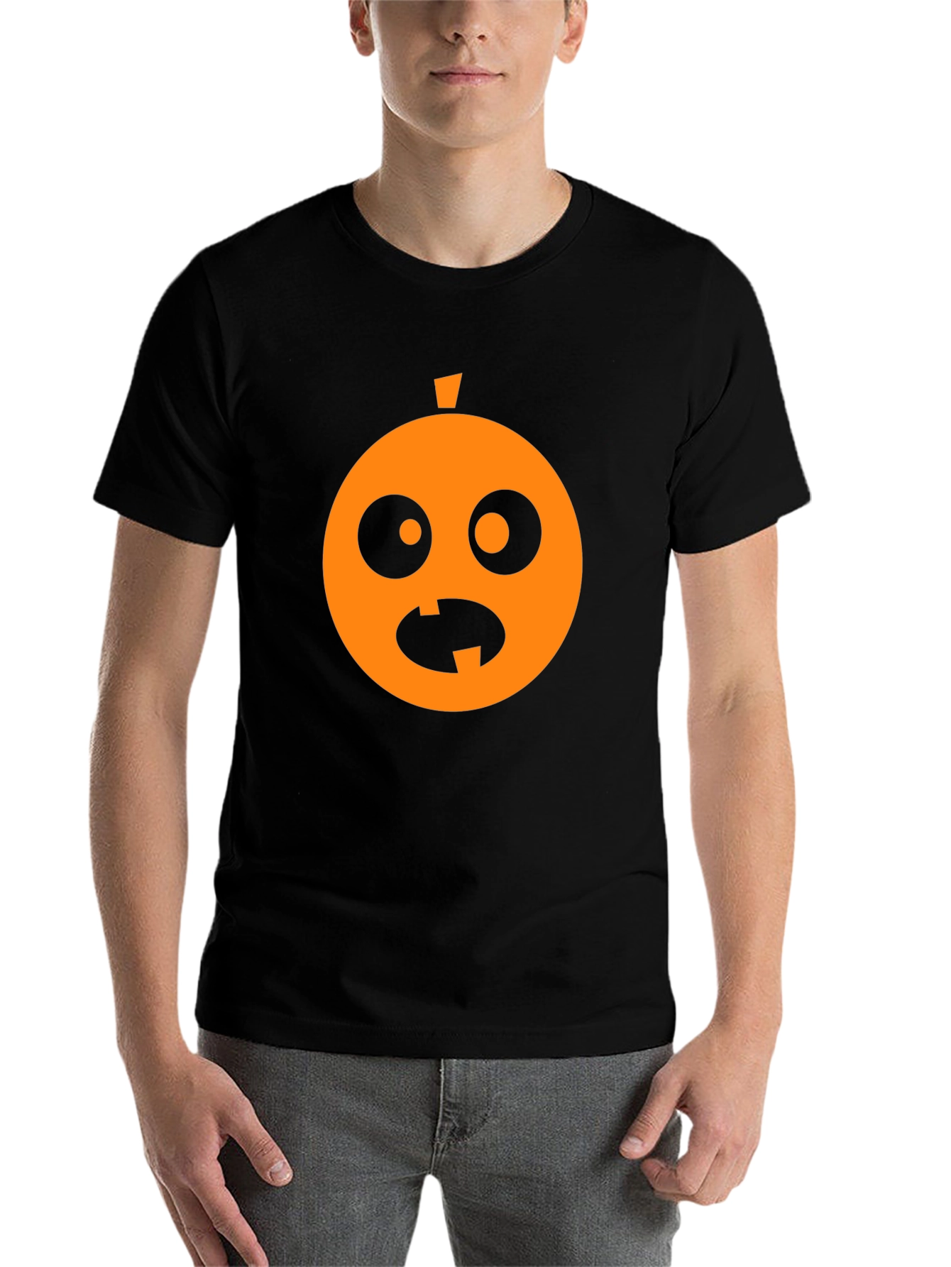 Black Funny Halloween Pumpkin Face Black T-Shirt view 7