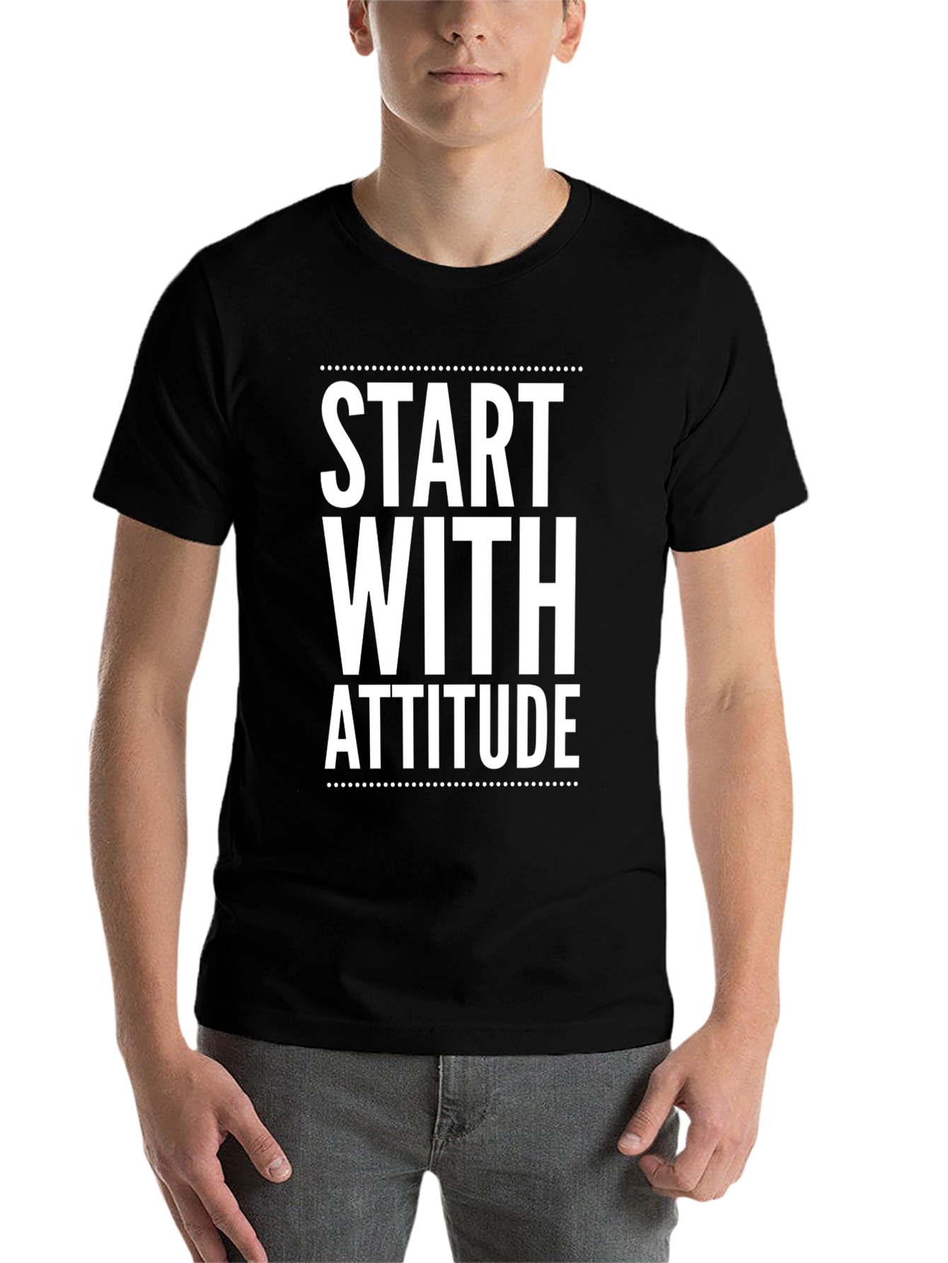 Black Start With Attitude Graphic Tee - Black view 7