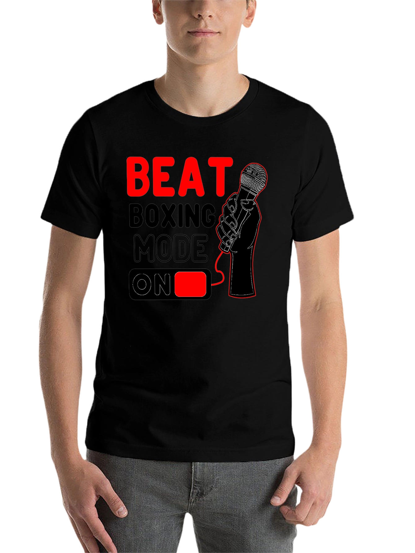 Black Beat Boxing Mode On T-Shirt - Black view 7