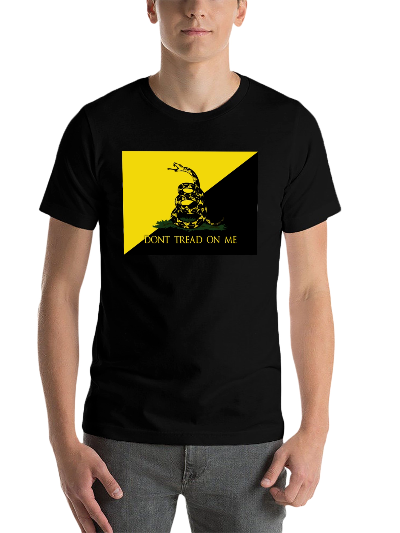 Black Don't Tread On Me Black T-Shirt view 7