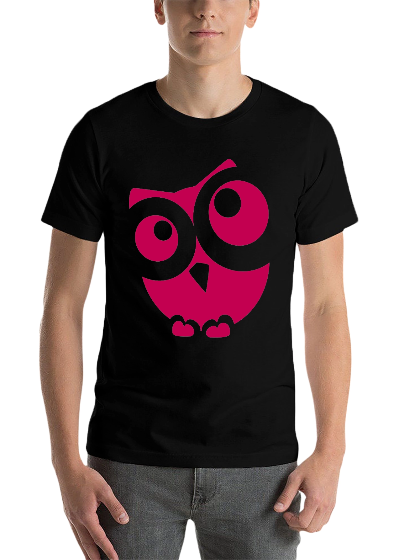 Black Cool Owl Graphic Print Black T-Shirt view 7