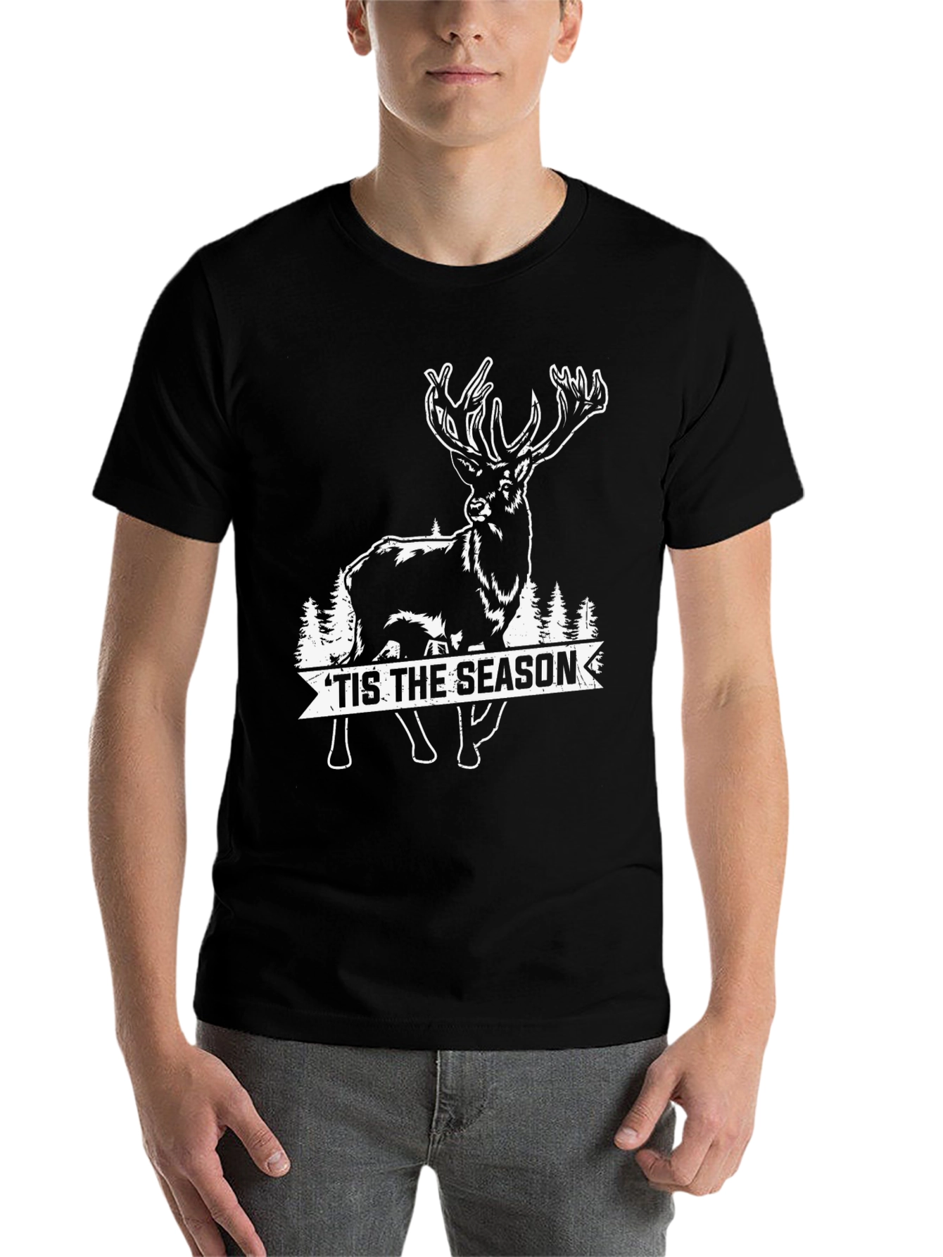 Black Holiday Deer Graphic Tee - 'Tis the Season view 7