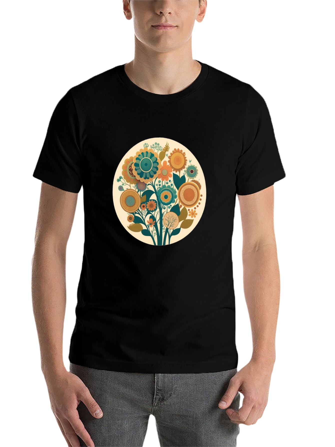Floral Circle Graphic Tee - Soft Cotton Blend - 7