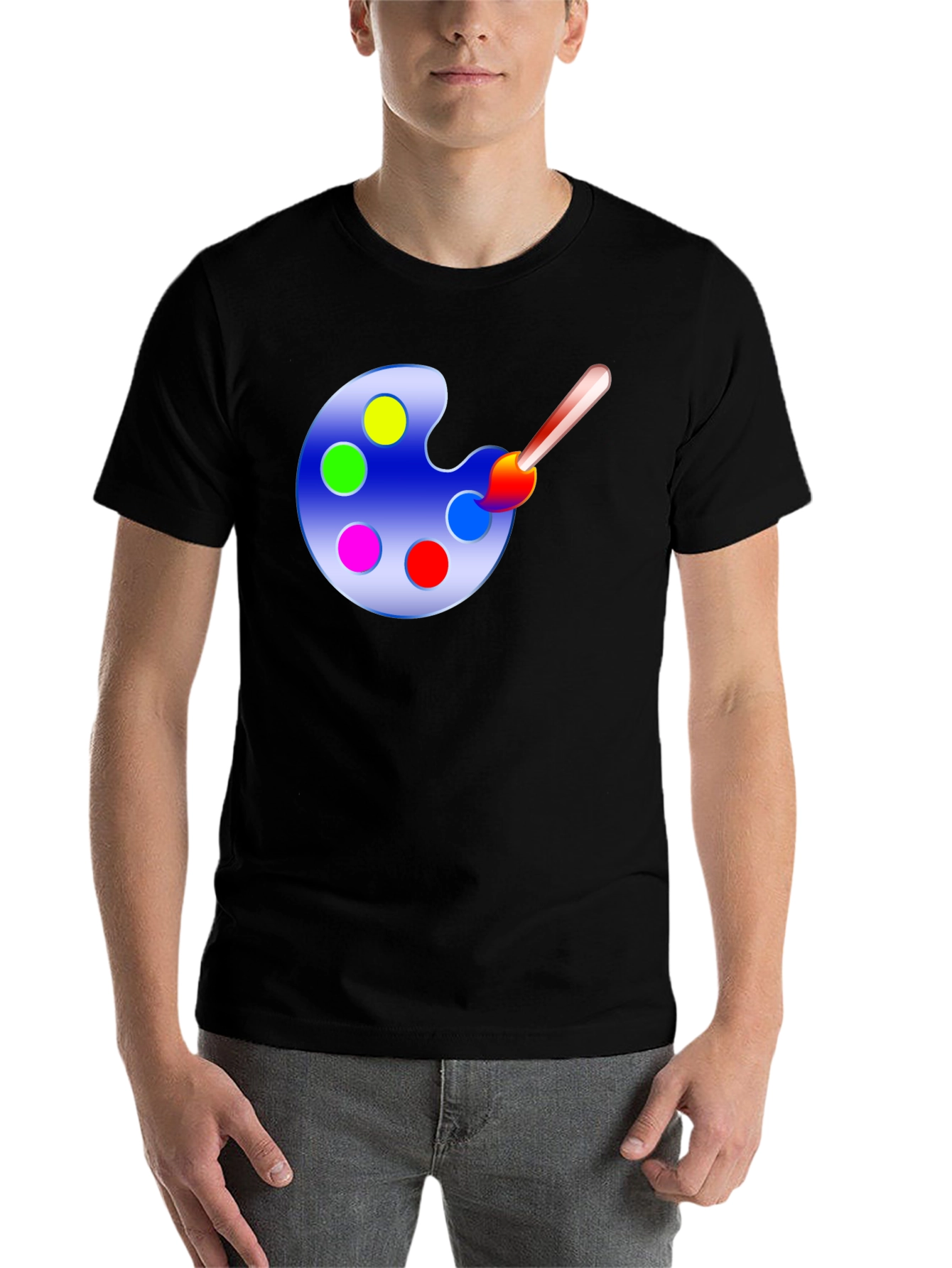 Black Painter's Palette Graphic Tee - Art Lover's T-Shirt view 7