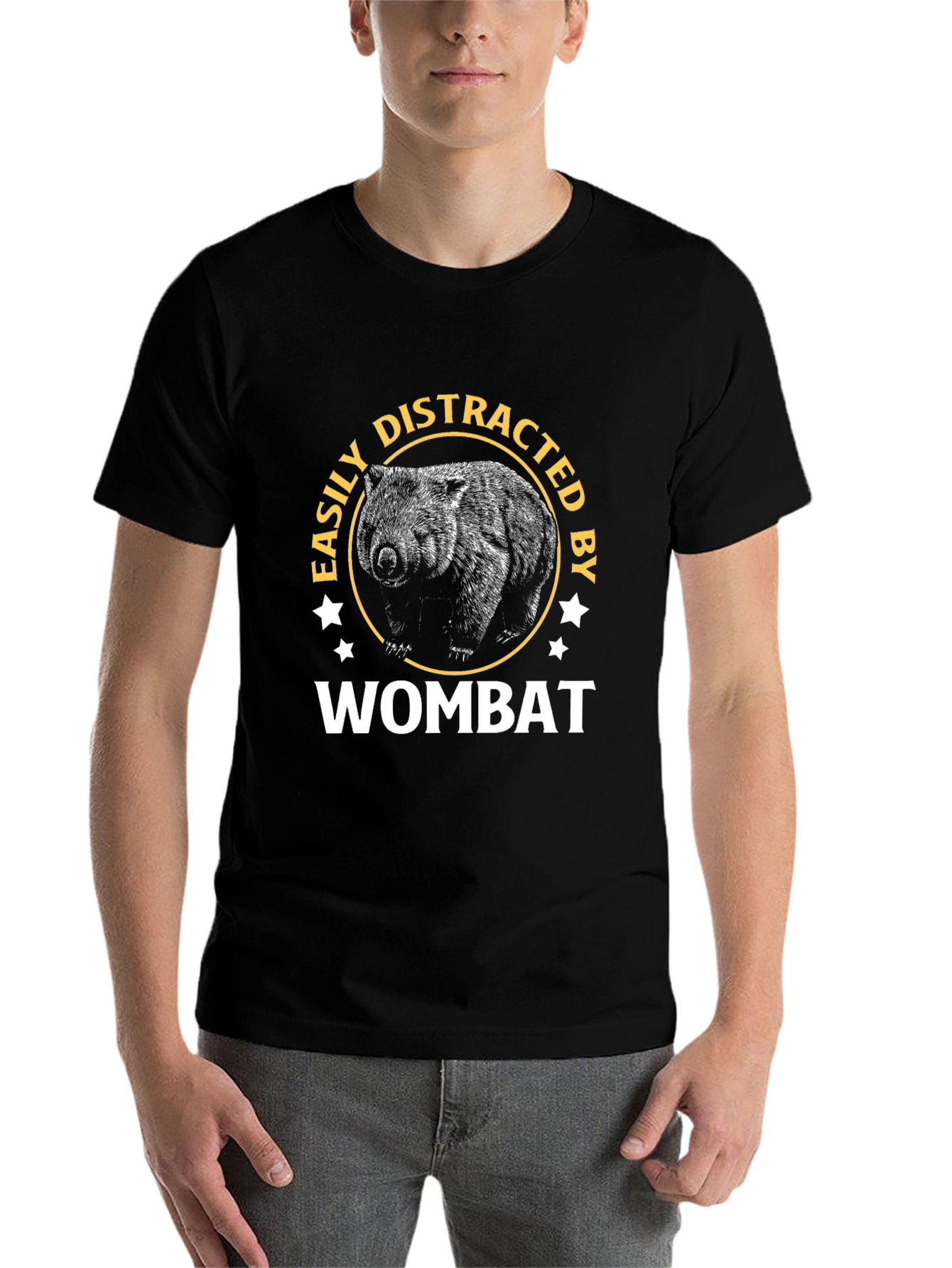 Black Easily Distracted By Wombat Graphic T-Shirt view 7