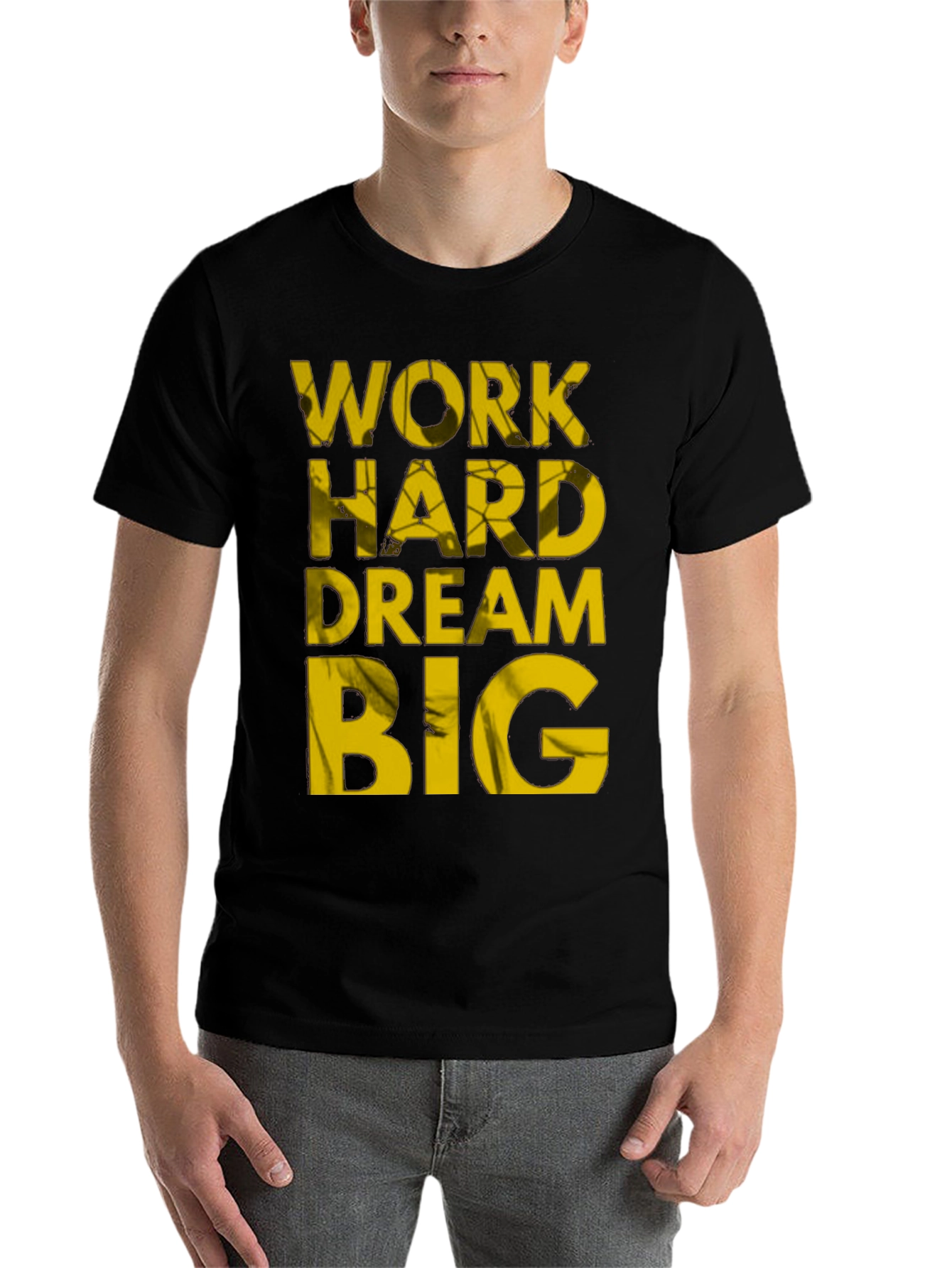 Black Motivational Work Hard Dream Big T-Shirt view 7