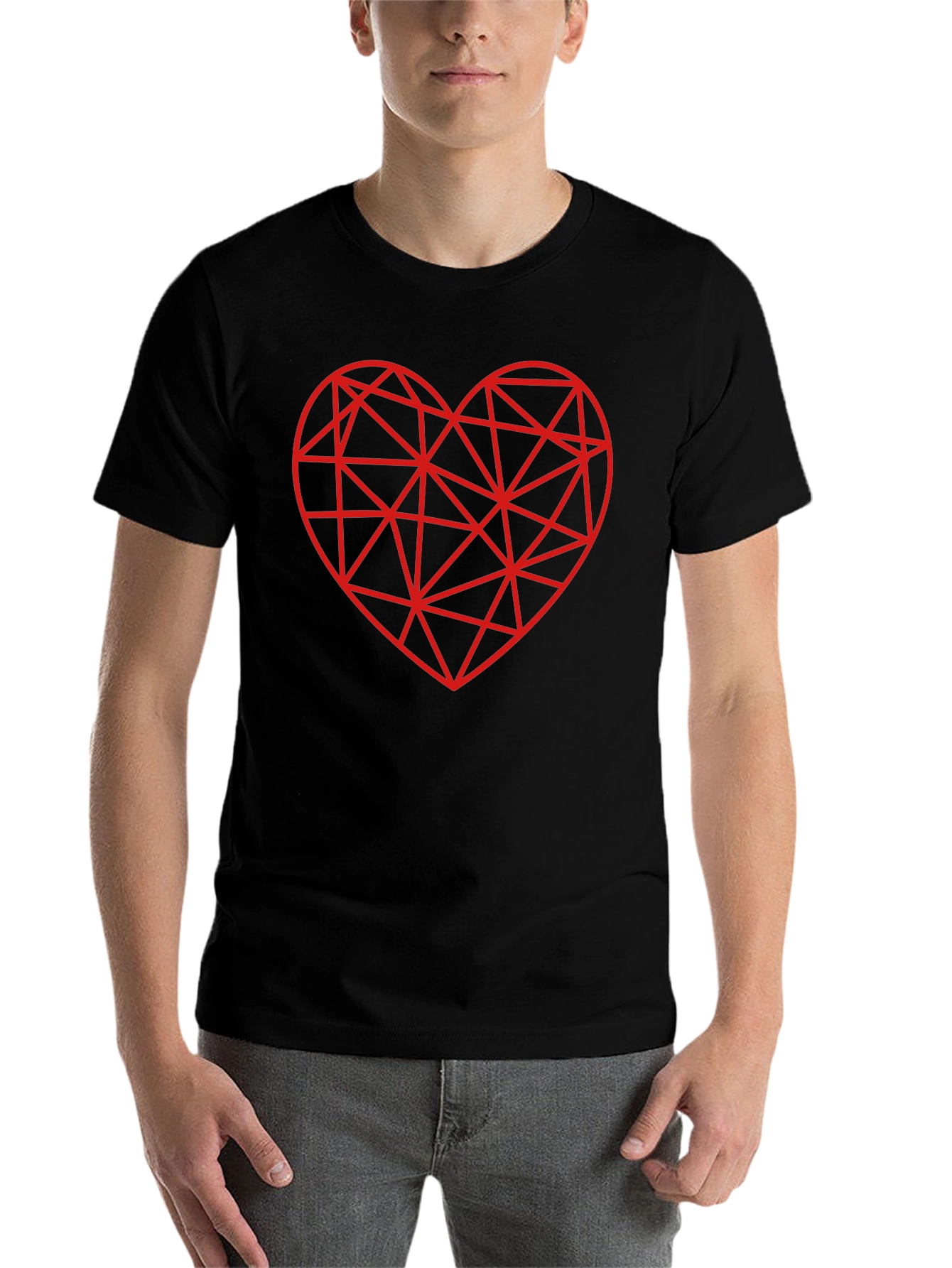 Black Geometric Heart T-Shirt - Modern Love Tee view 7