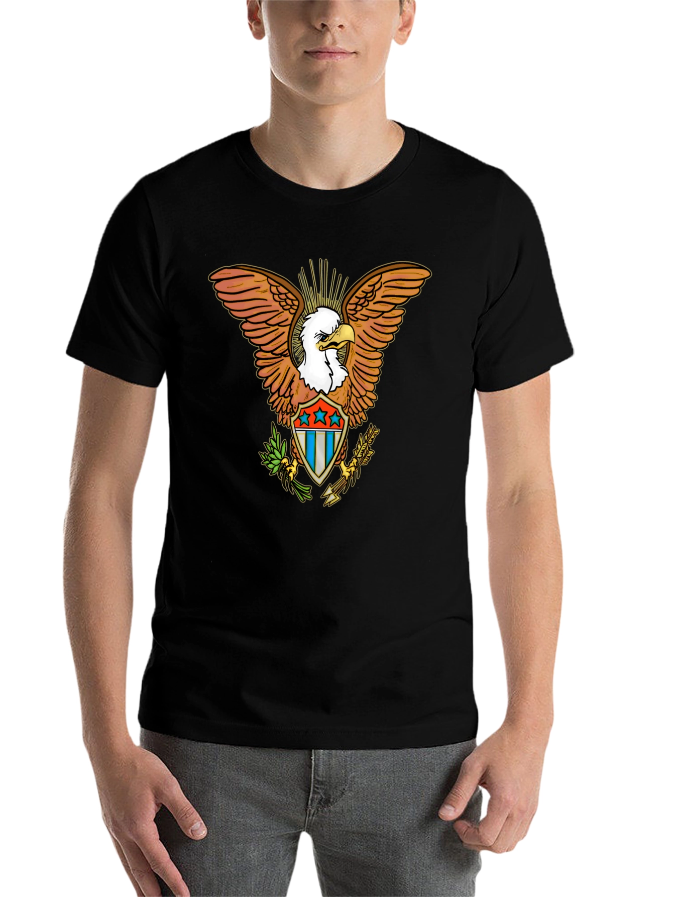Black American Eagle Graphic Tee - Patriotic Style view 7