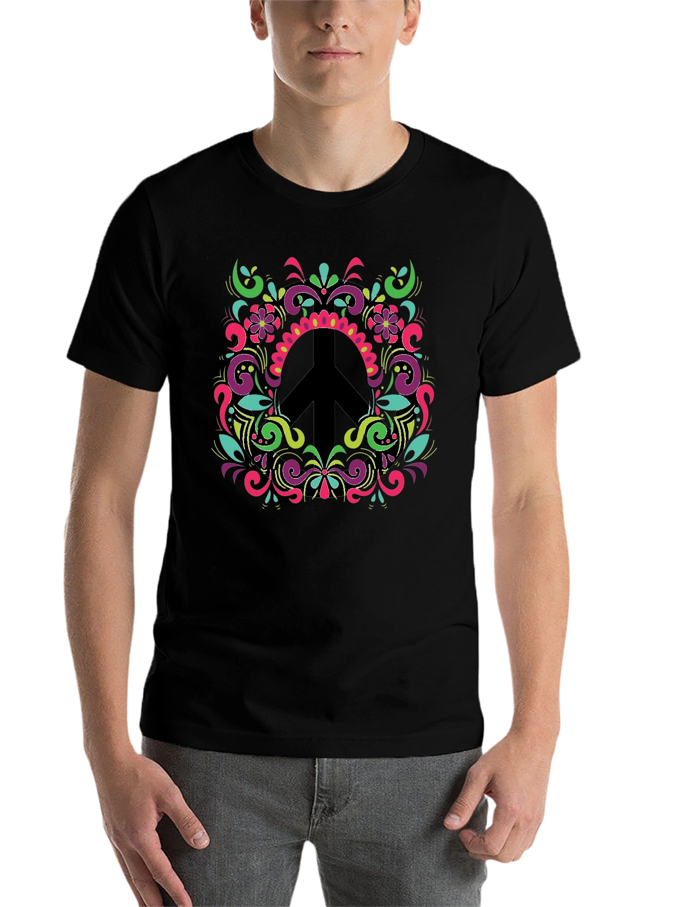 Black Groovy Peace Sign T-Shirt view 7