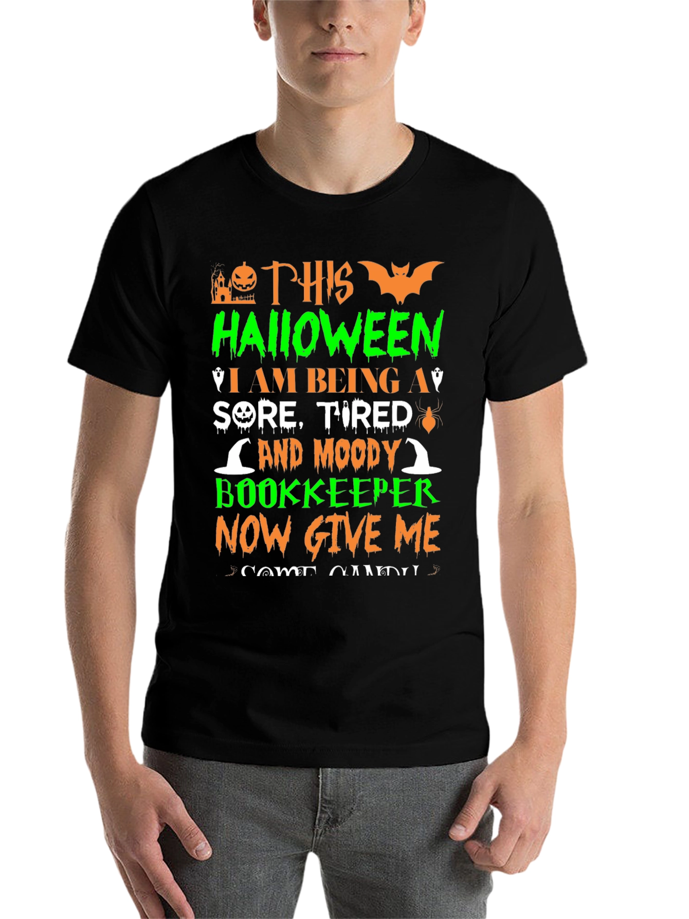 Black Halloween Bookkeeper T-Shirt view 7
