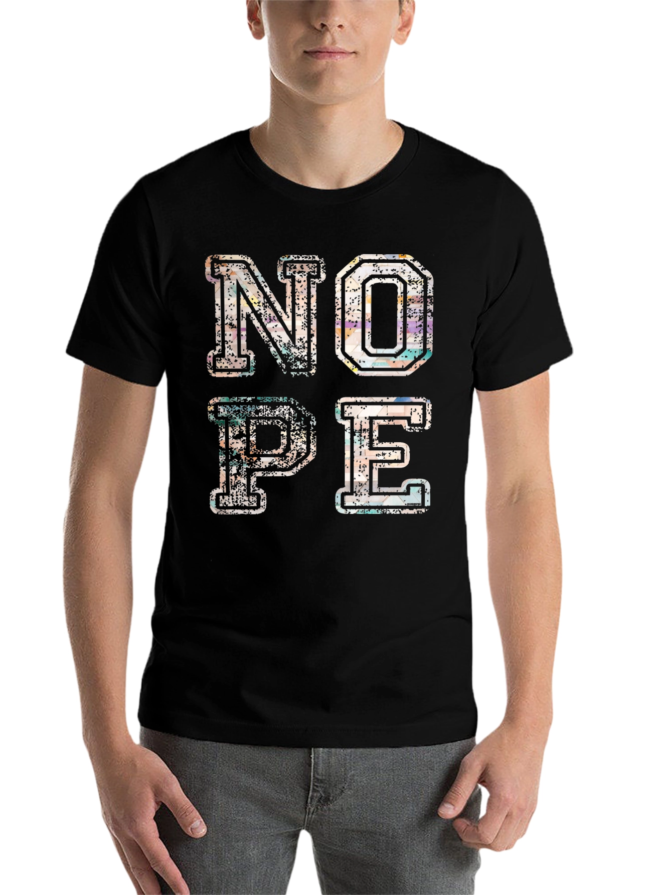 Black Trendy "NOPE" Graphic Print T-Shirt - Casual Style view 7