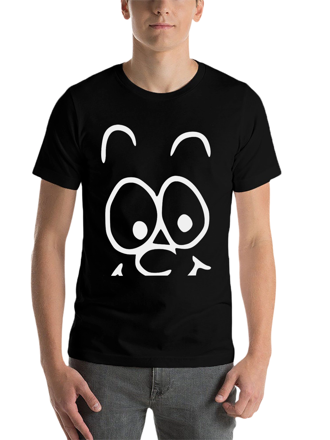 Black Funny Face Graphic Tee - Black Cotton T-Shirt view 7