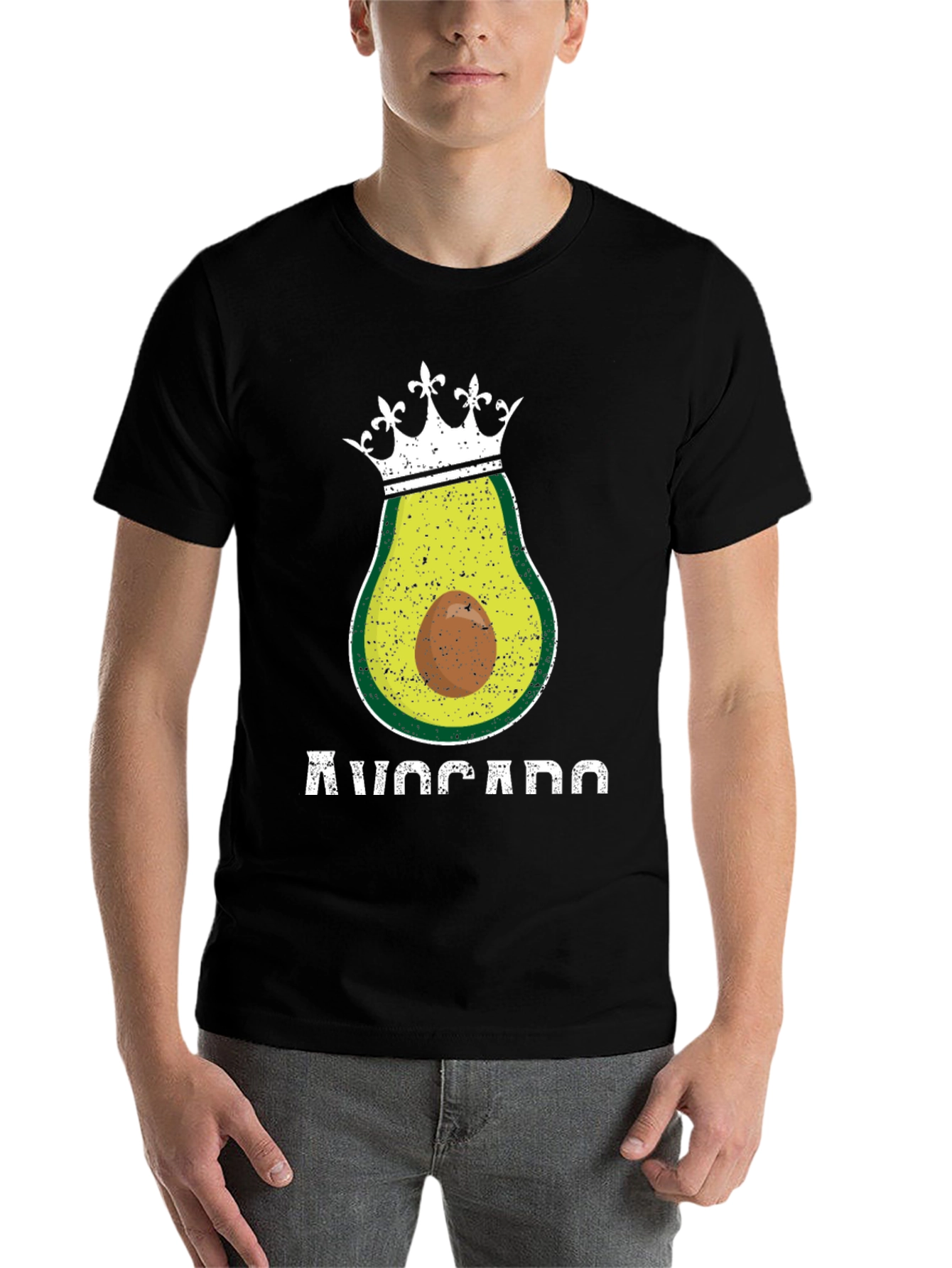 Black Avocado King T-Shirt - Funny Foodie Tee view 7