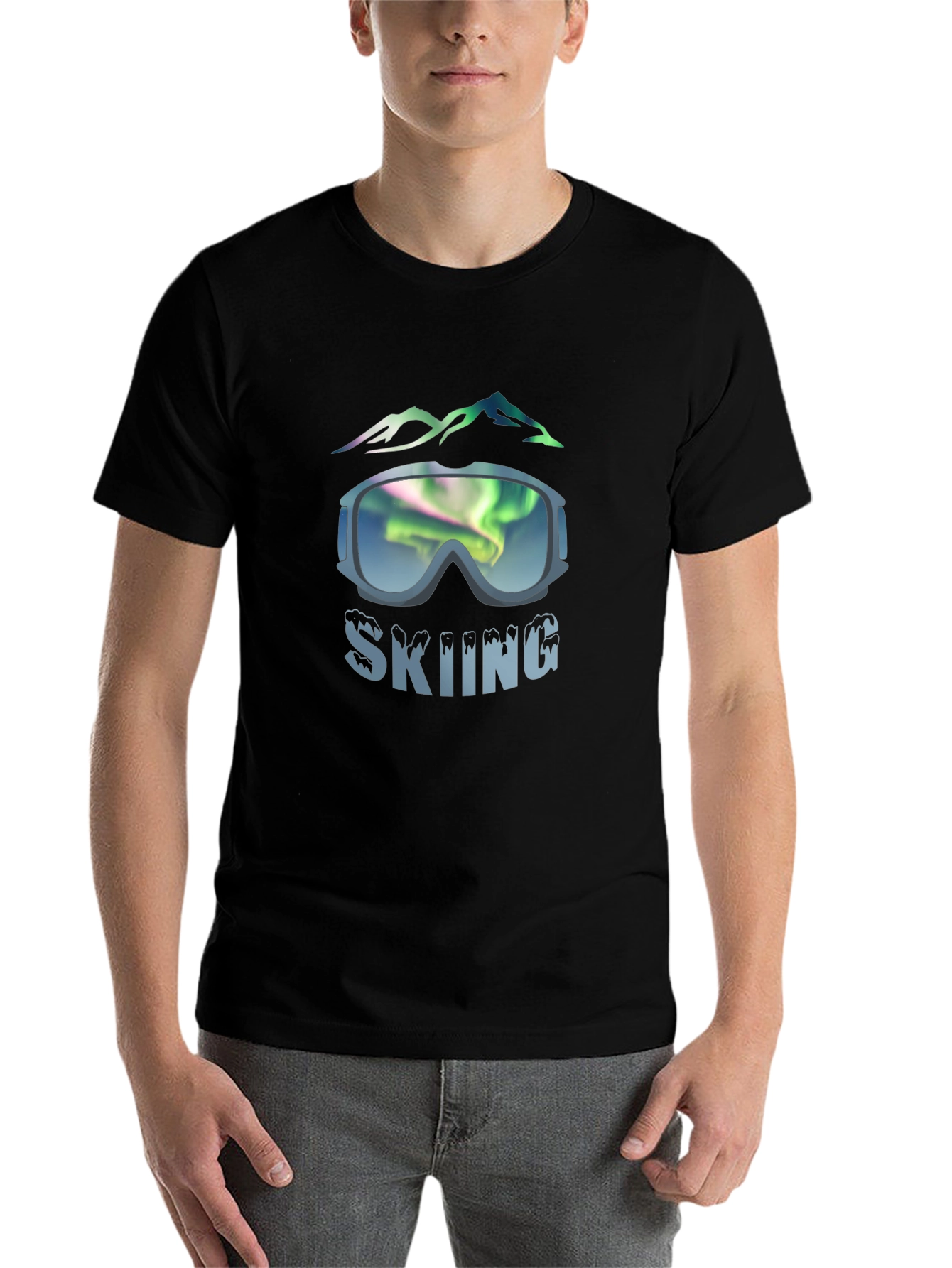 Black Skiing Graphic Tee - Mountain Adventure view 7