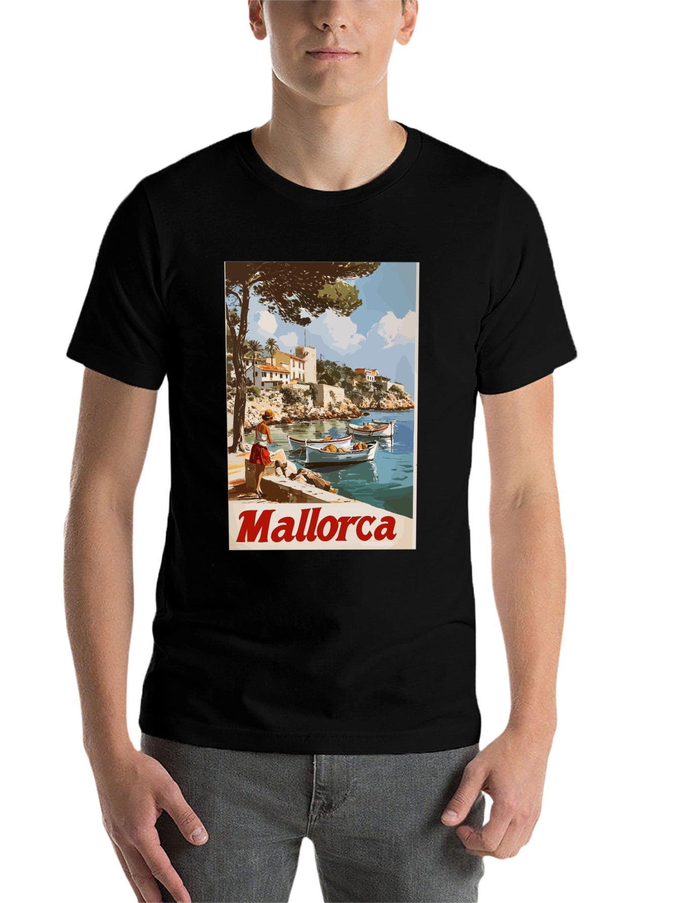 Black Mallorca Vintage Travel T-Shirt view 7