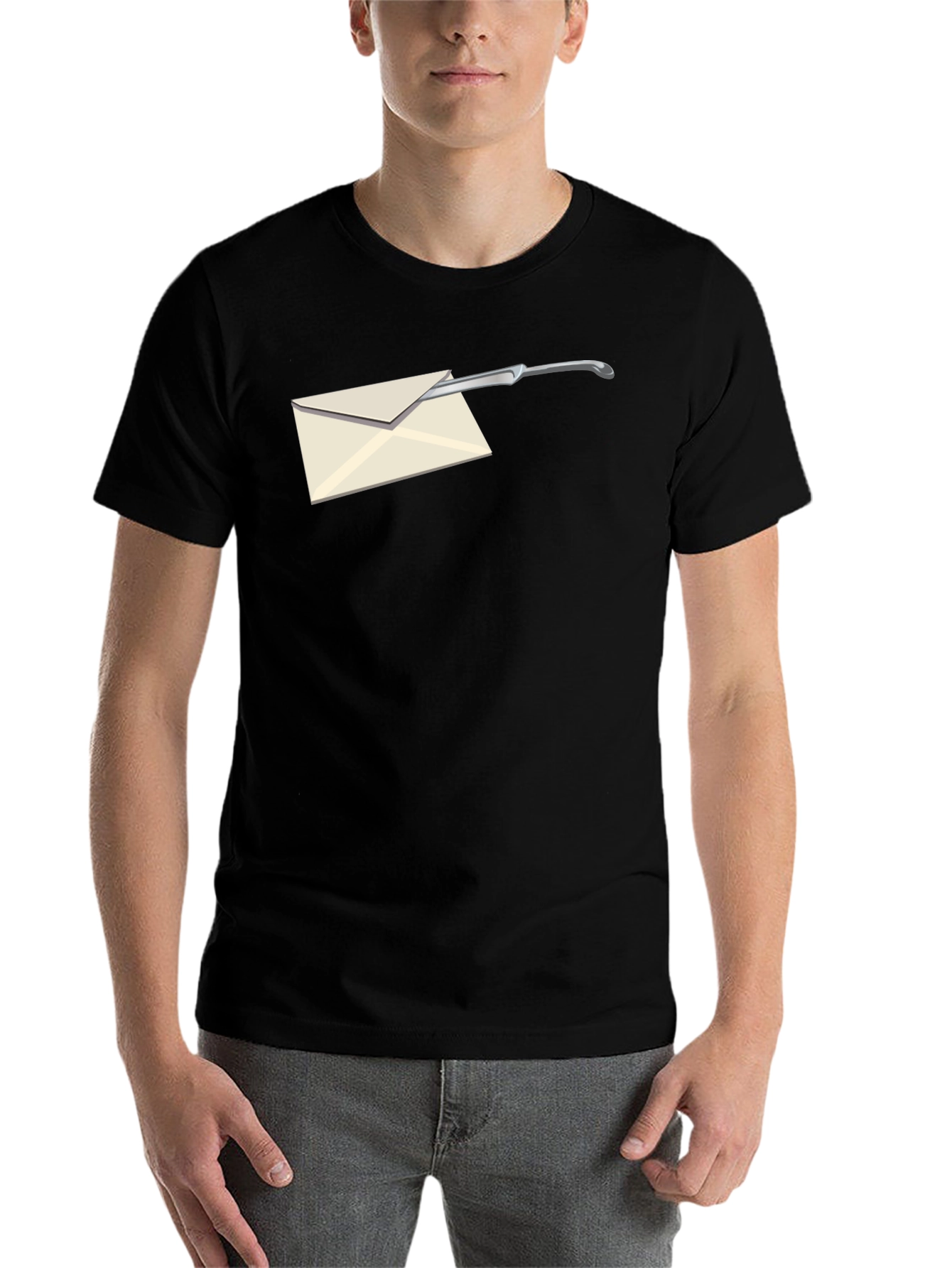 Black Envelope Opener Graphic Tee - Cool & Unique Design view 7