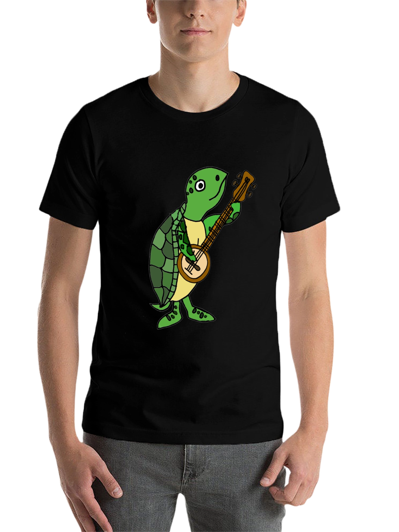 Black Turtle Banjo Player T-Shirt view 7