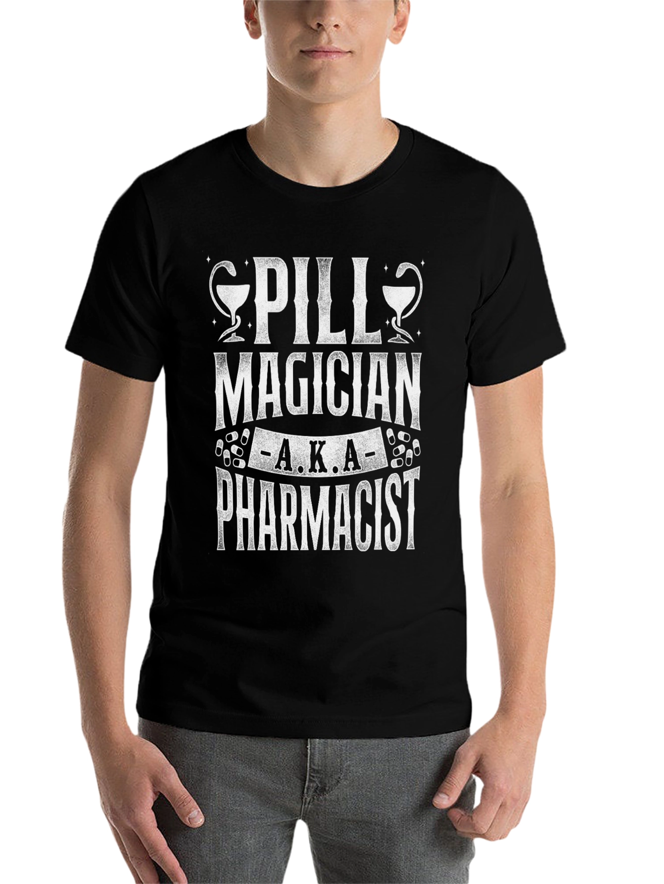 Black Pill Magician Pharmacist Graphic T-Shirt view 7