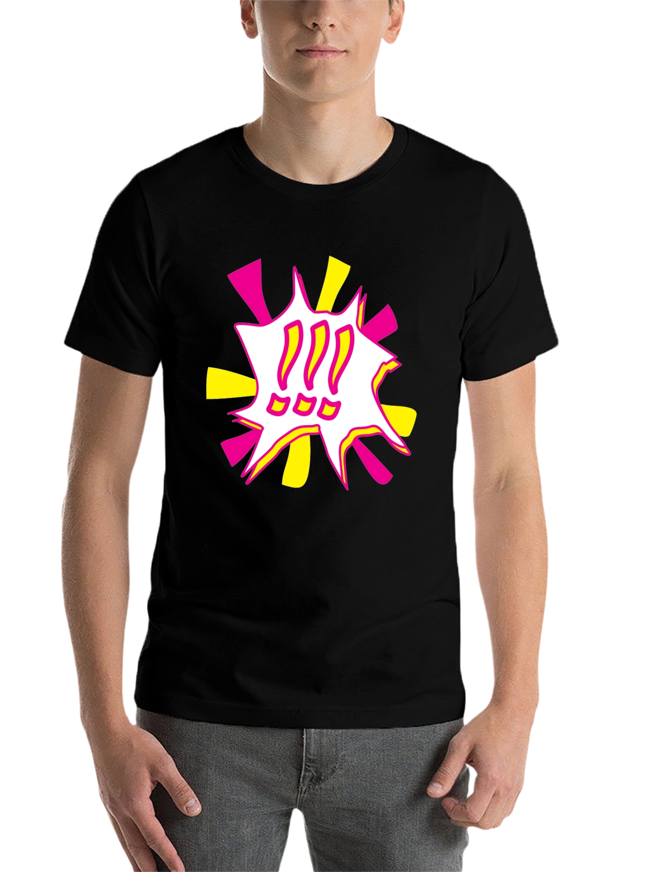 Black Bold Graphic Tee - Exclamation Pop Art view 7