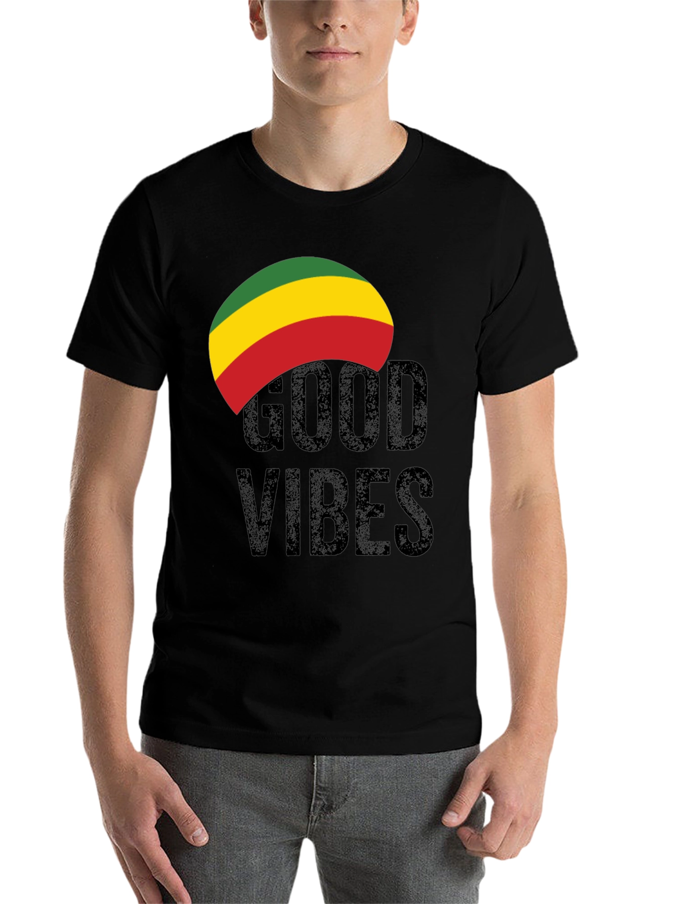 Black Rasta Good Vibes Graphic Tee - Black view 7