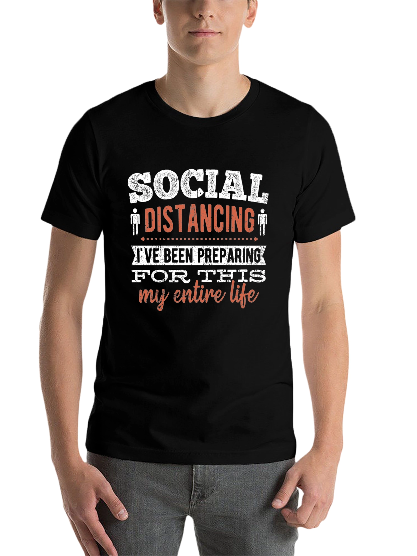 Black Social Distancing T-Shirt - Introvert Humor Tee view 7
