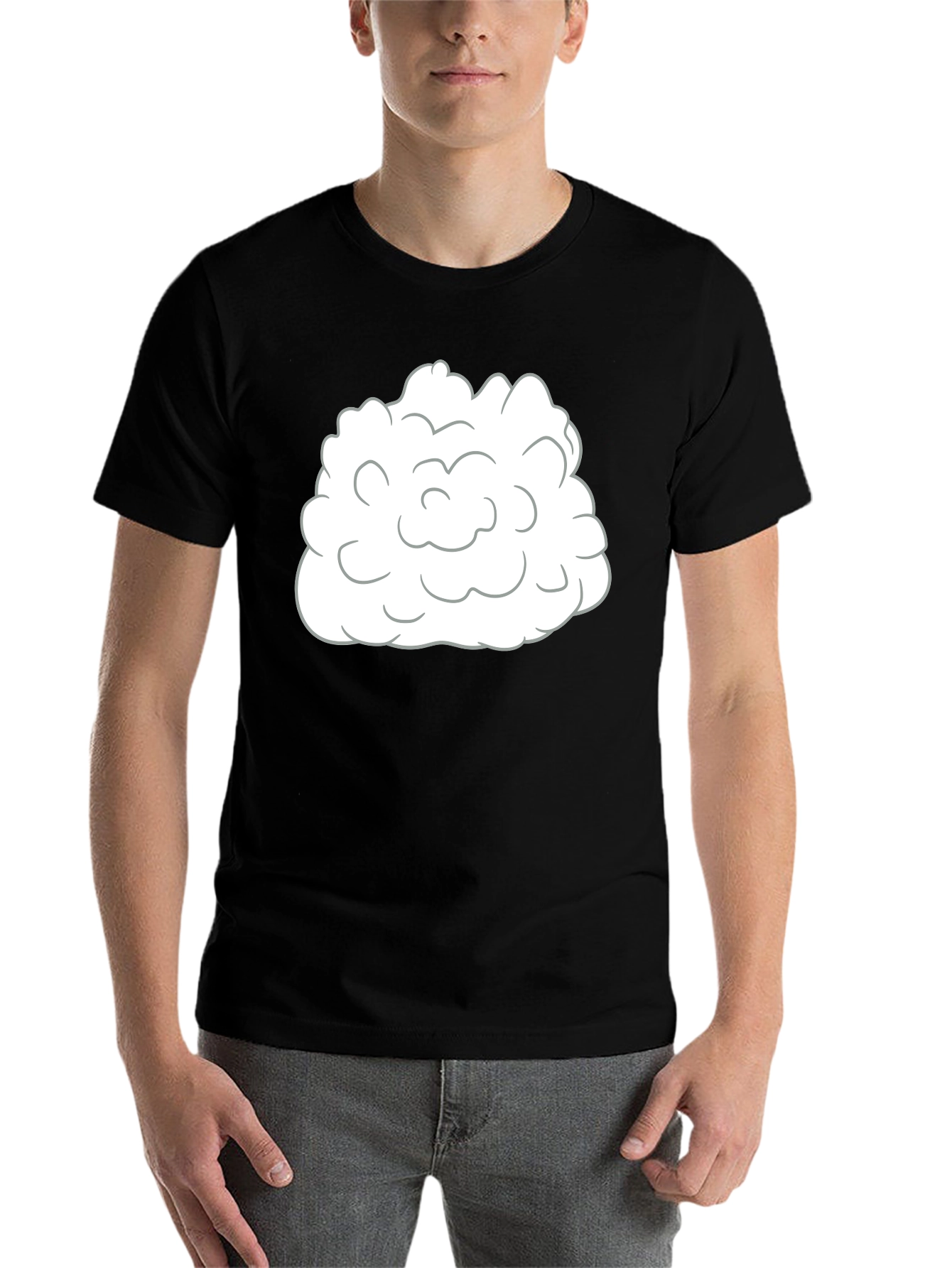 Black Cartoon Cloud Graphic T-Shirt - Black view 7