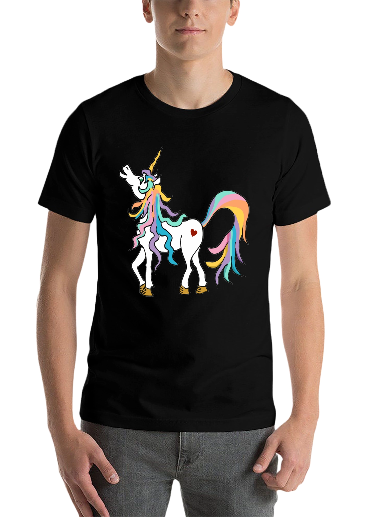 Black Unicorn Graphic Tee - Magical Rainbow Horse Shirt view 7