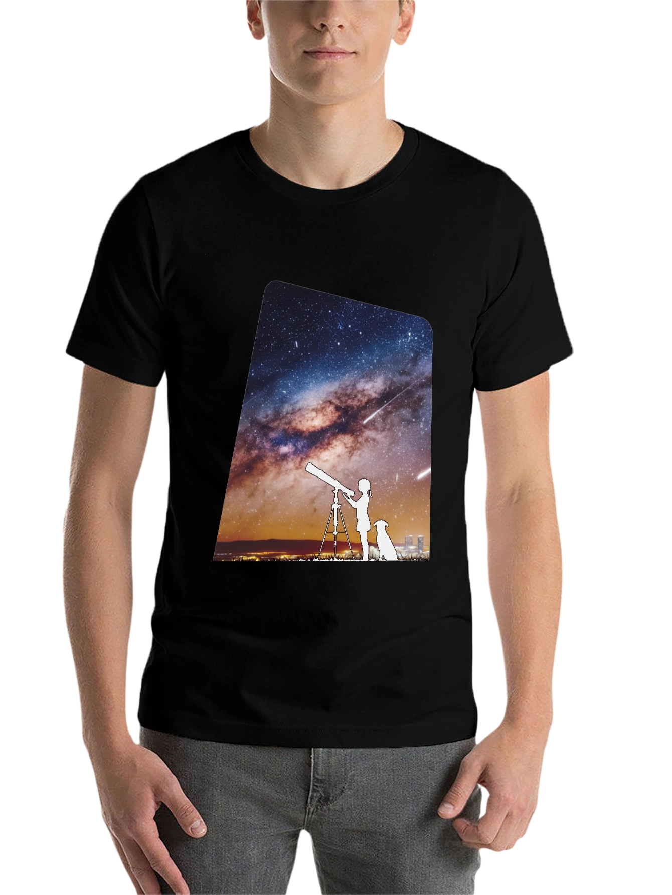 Black Starry Night Tee - Unisex Premium Cotton T-Shirt view 7