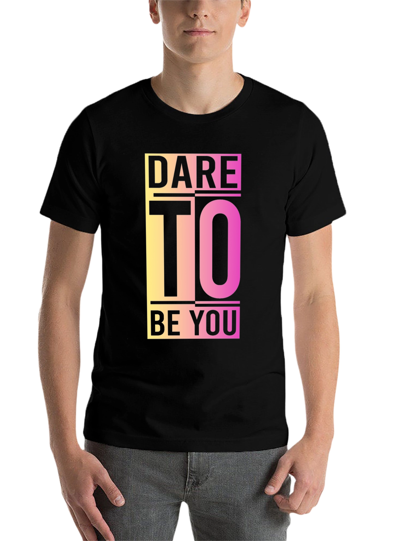 Black Dare To Be You Graphic Tee - Black Cotton Blend view 7