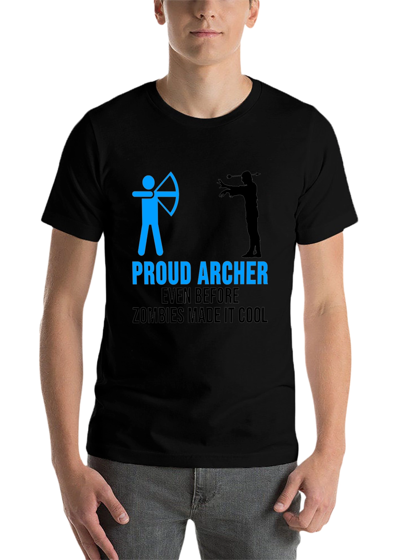 Black Proud Archer Zombie Funny T-Shirt view 7