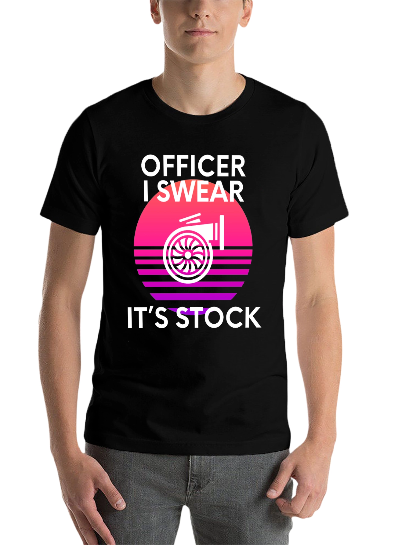 Black Officer I Swear It's Stock Turbo T-Shirt view 7
