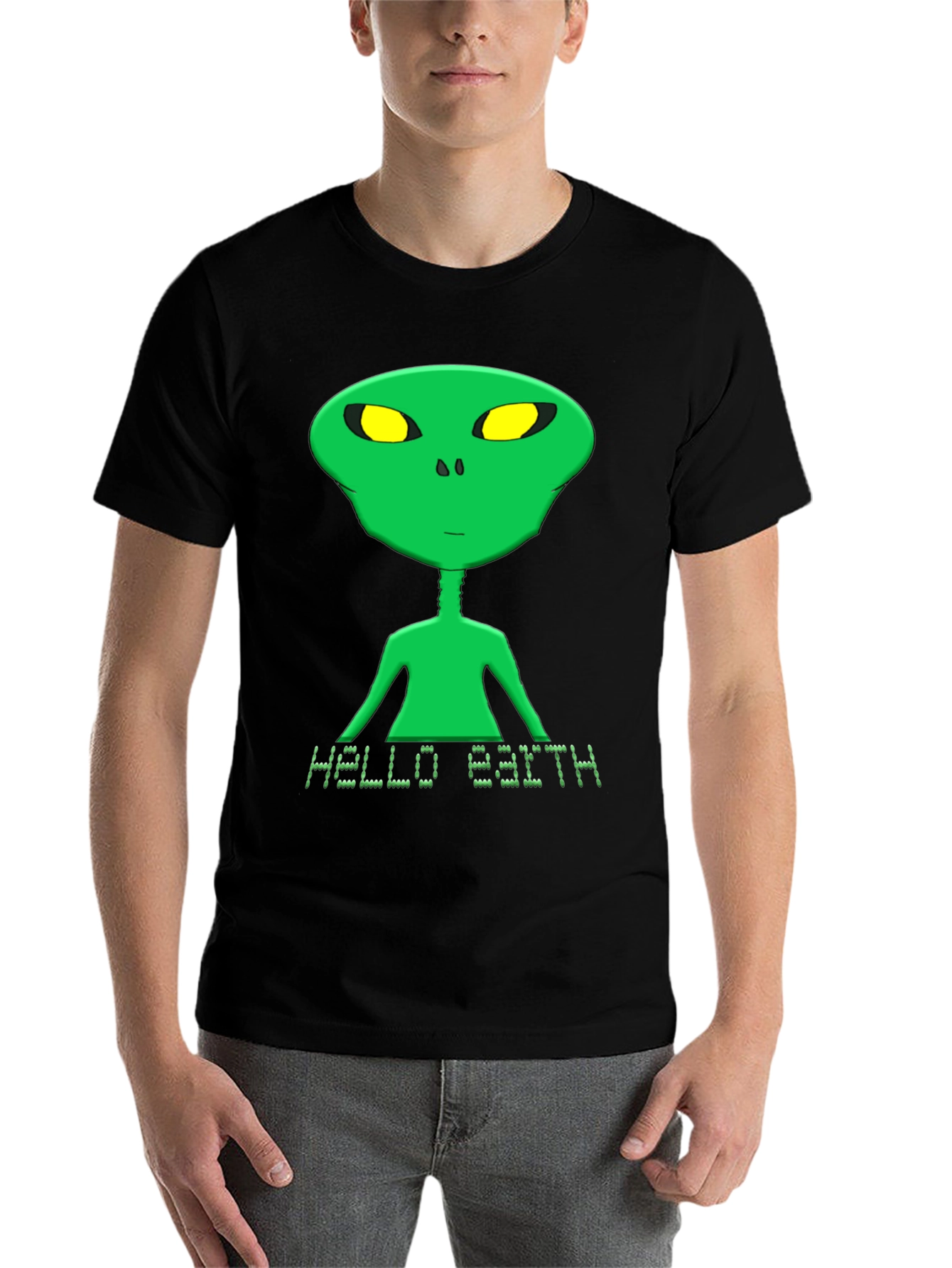 Black Hello Earth Alien Graphic Tee - Black T-Shirt view 7