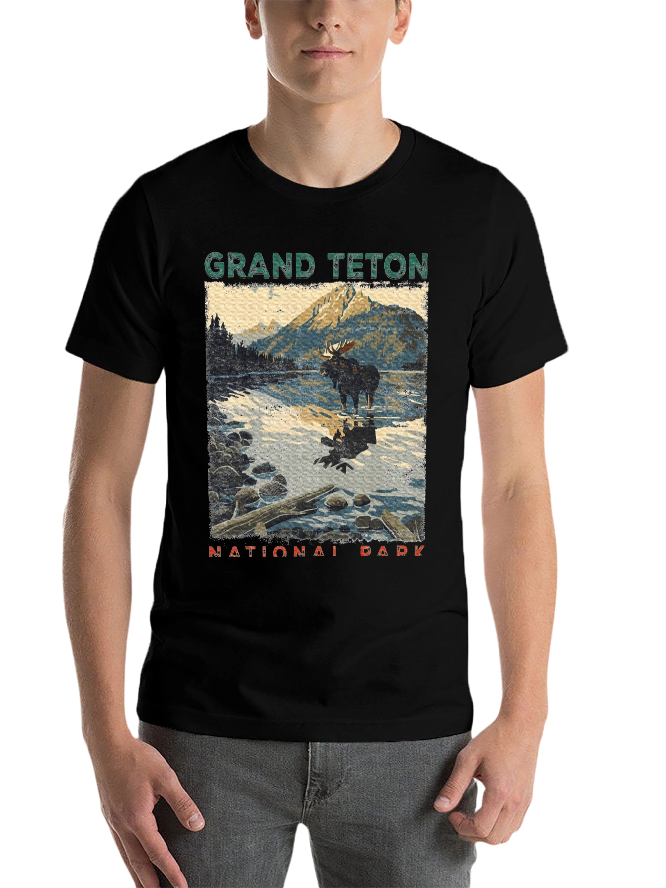 Black Grand Teton National Park Moose Graphic Tee view 7