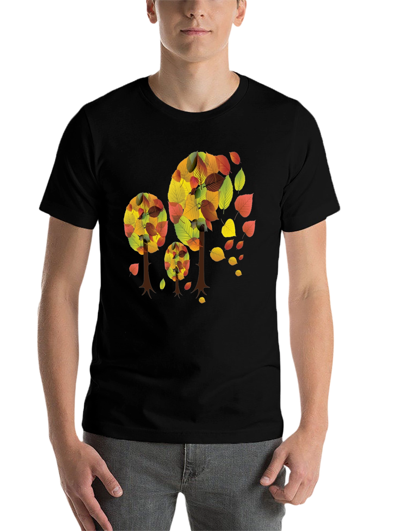 Black Autumn Trees Black T-Shirt view 7