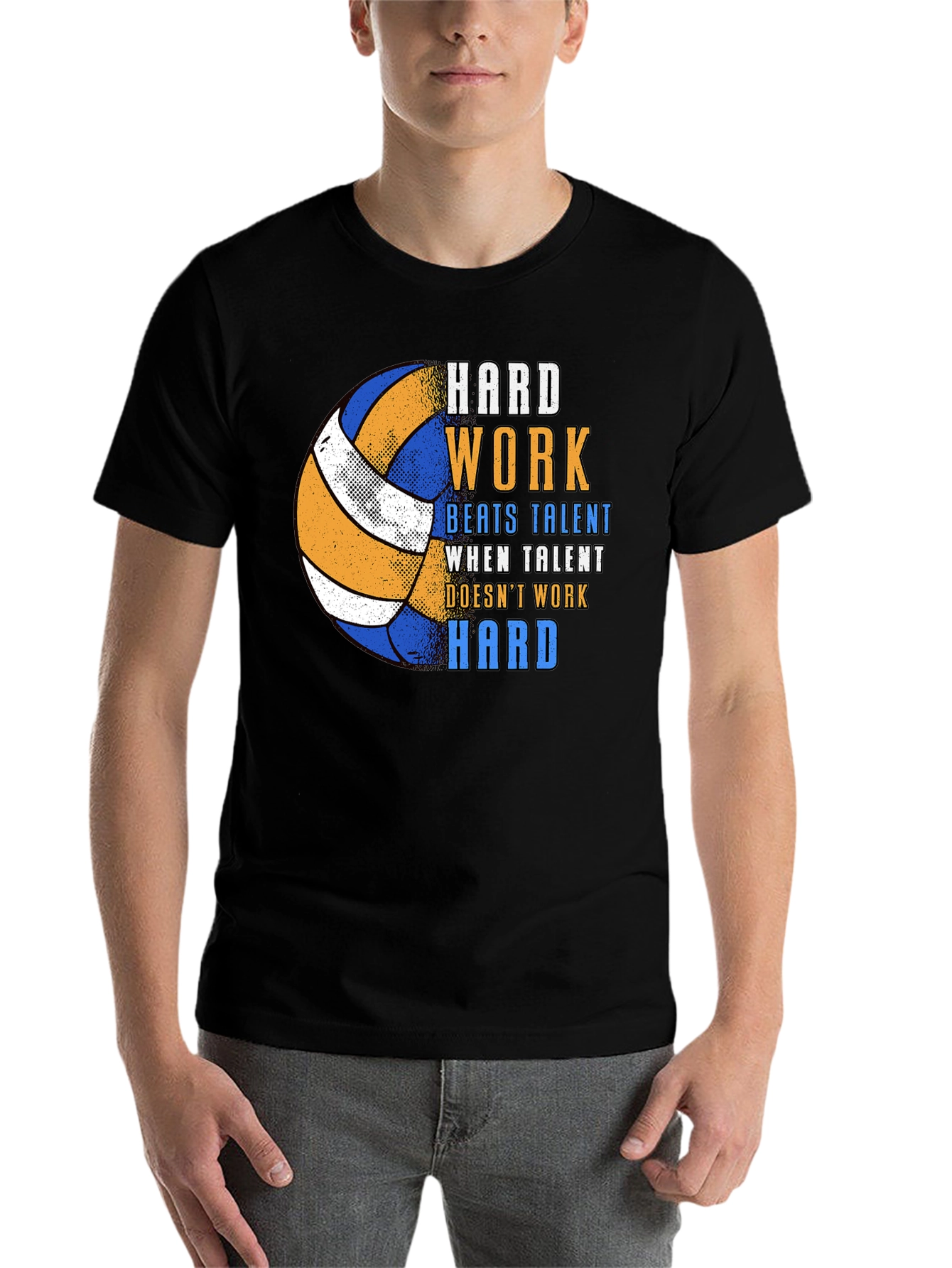 Black Hard Work Volleyball Graphic Tee view 7