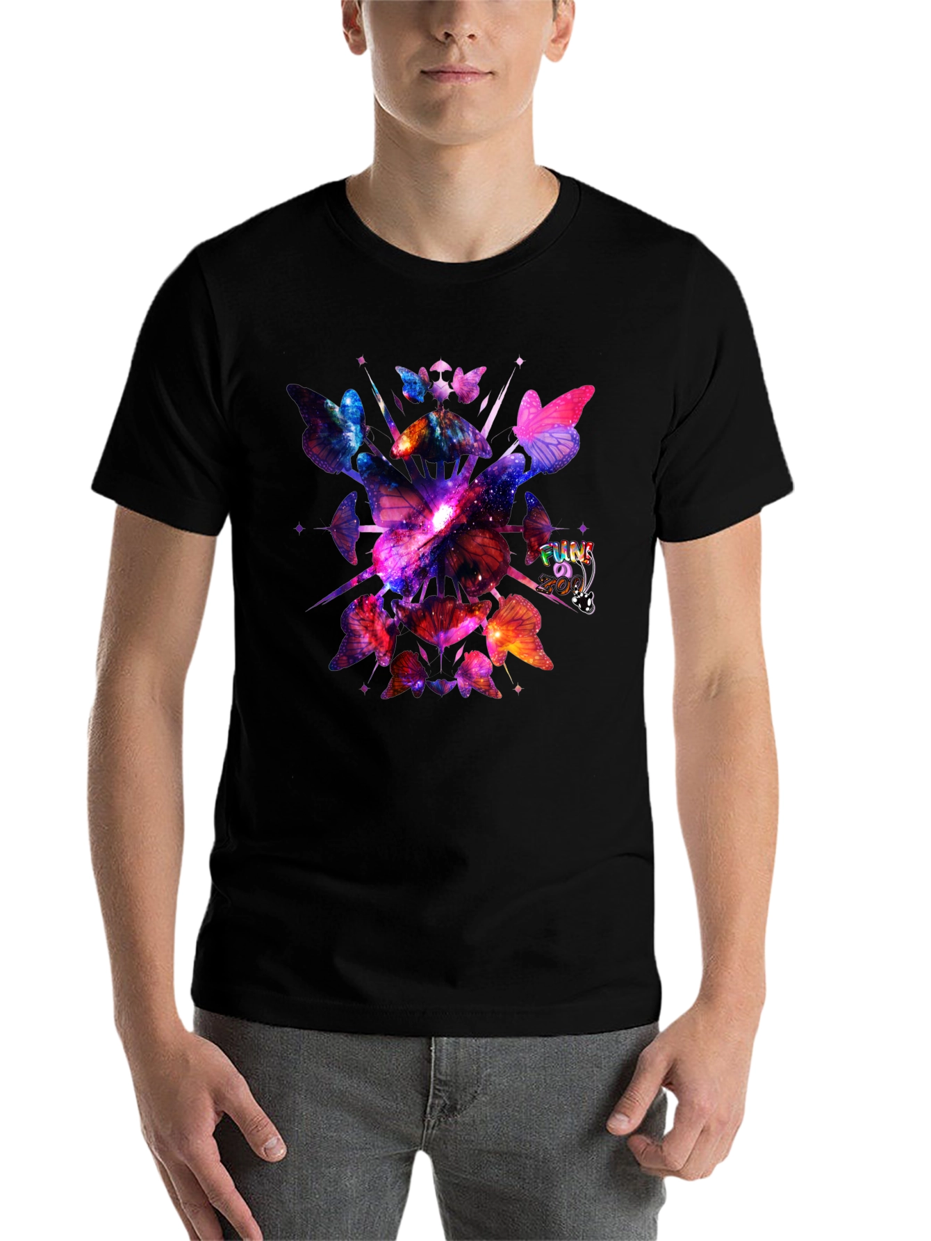 Black Galaxy Butterfly Graphic Black T-Shirt view 7