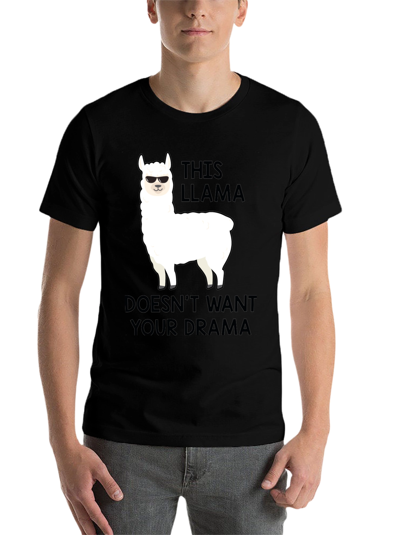 Black Llama Drama T-Shirt: Funny Graphic Tee for Men view 7