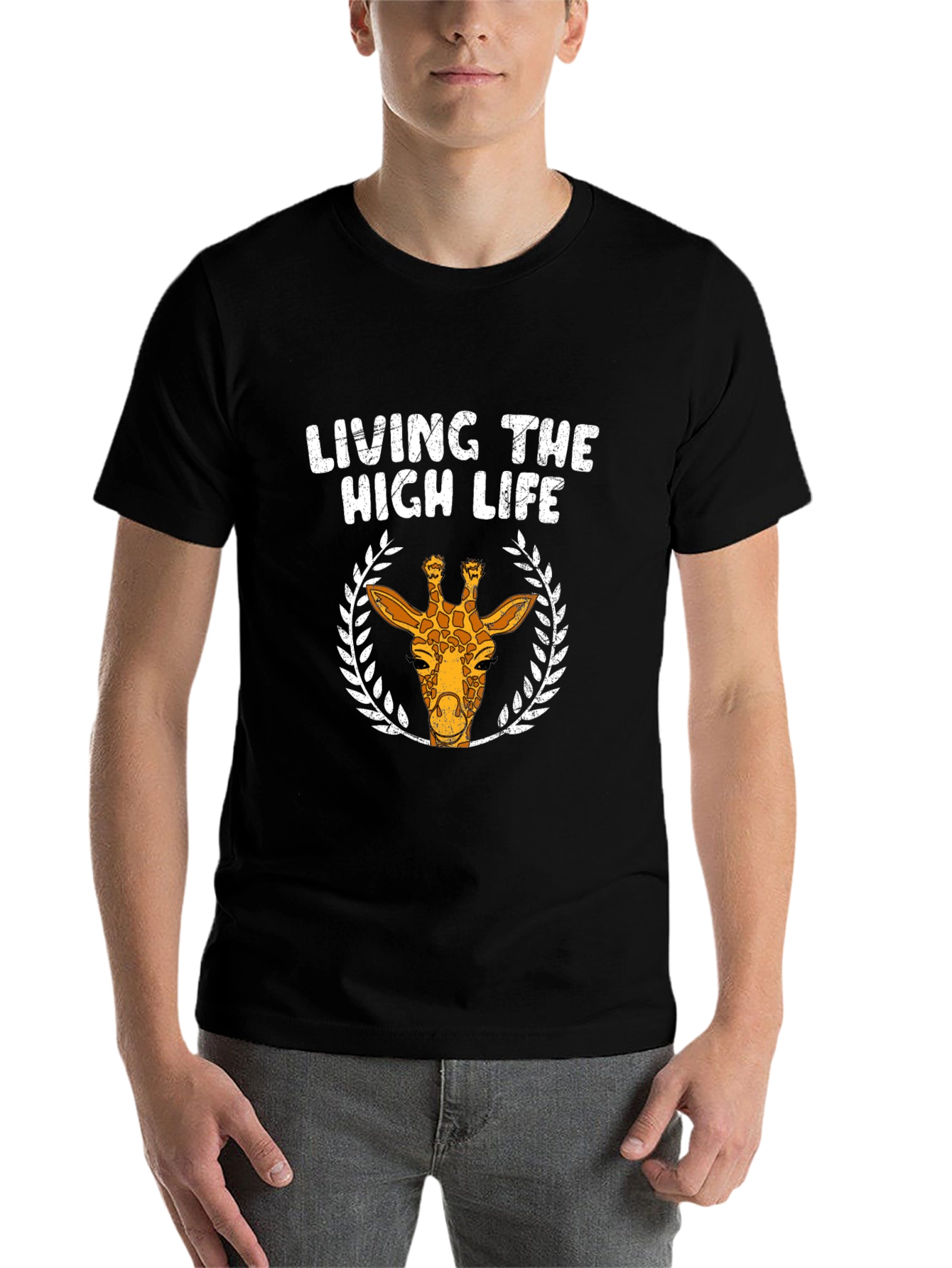 Black Living the High Life Giraffe Graphic Tee view 7