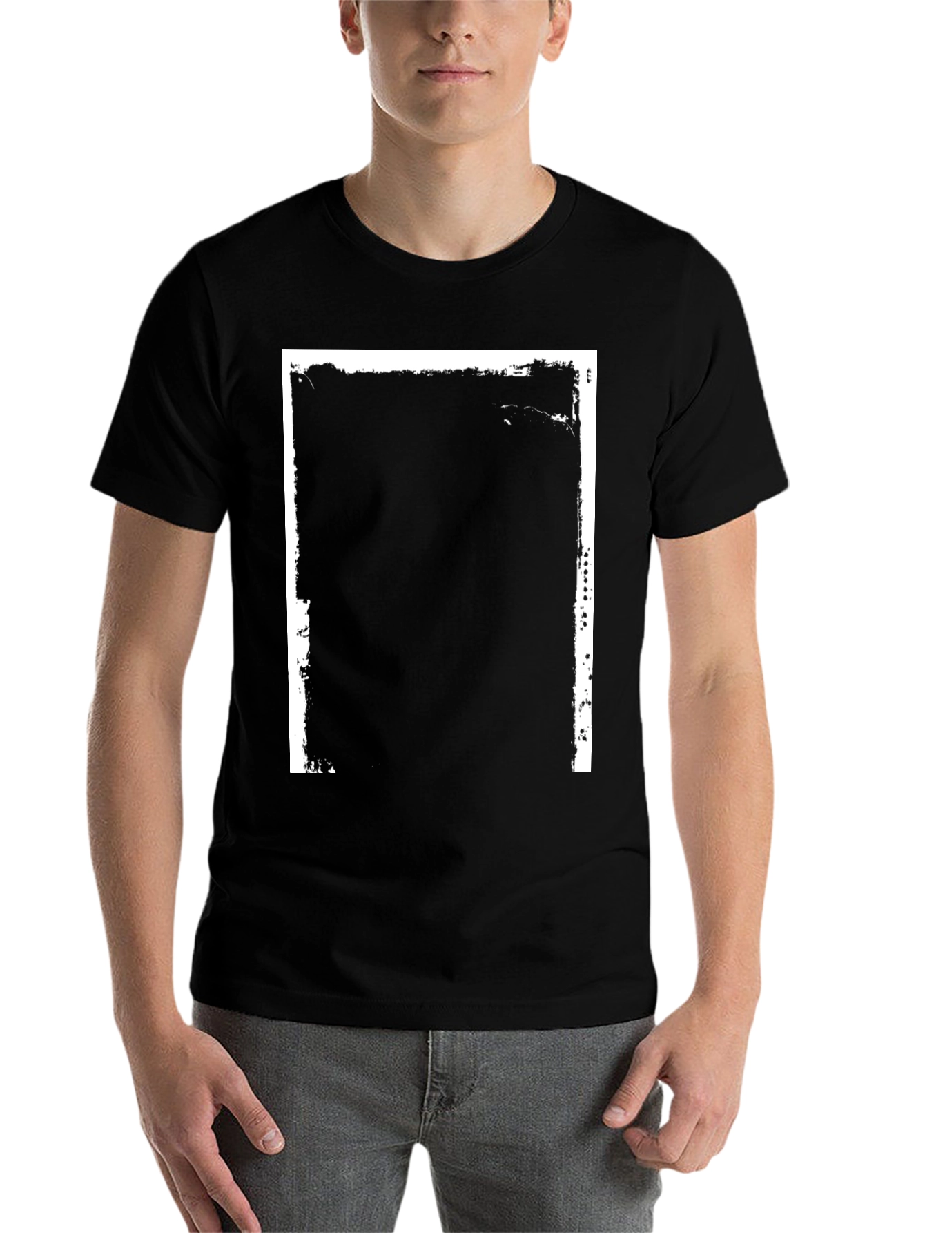 Black Black T-Shirt with Distressed Frame view 7