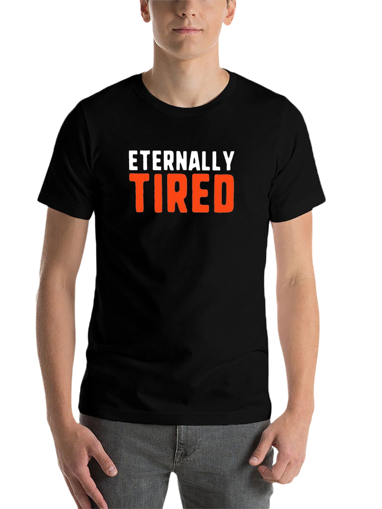 Black Eternally Tired Graphic Tee - Comfortable Cotton Blend view 7