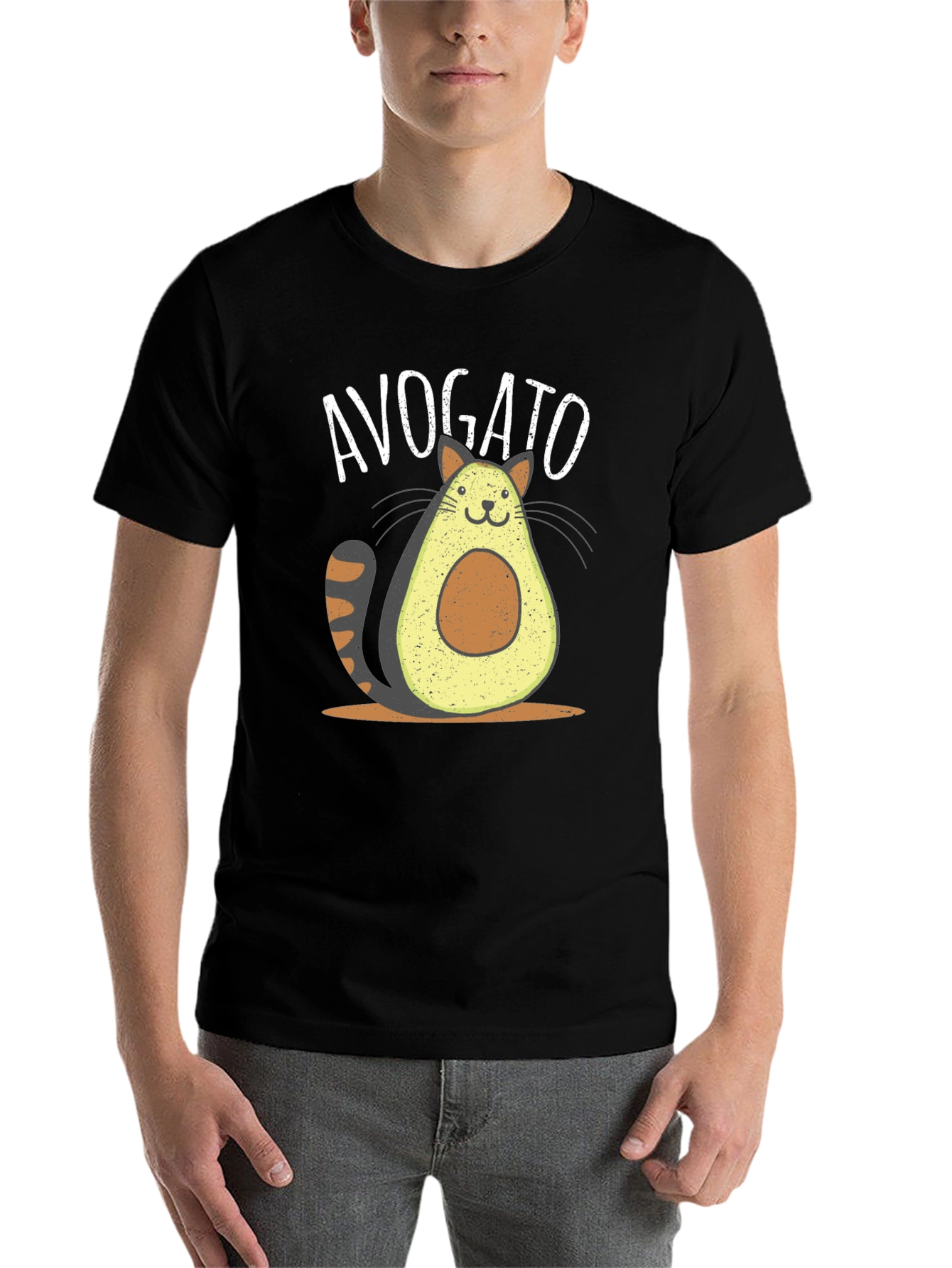 Black Avogato Funny Cat Avocado T-Shirt view 7