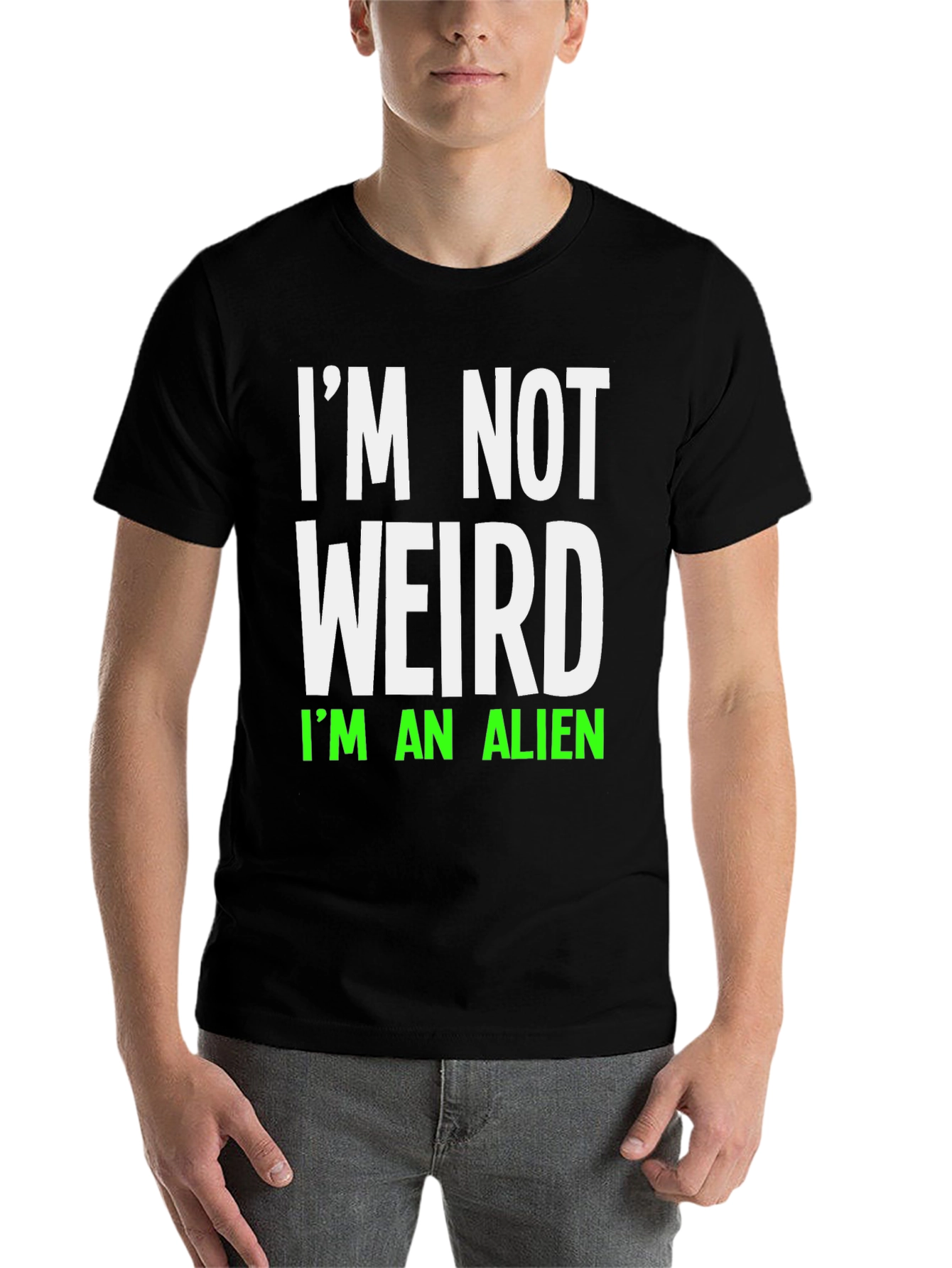 Black I'm Not Weird I'm An Alien T-Shirt view 7