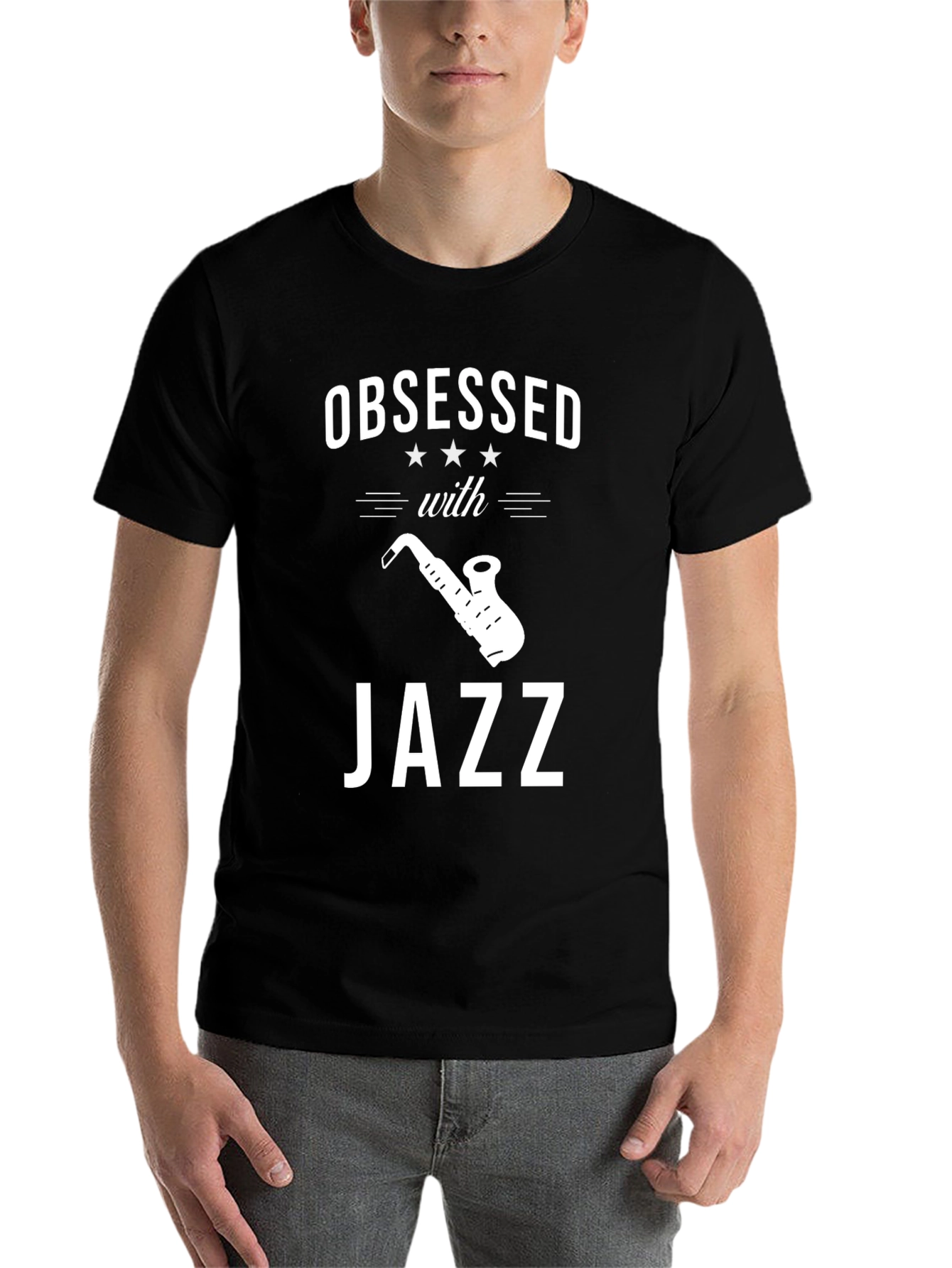 Black Obsessed with Jazz T-Shirt view 7