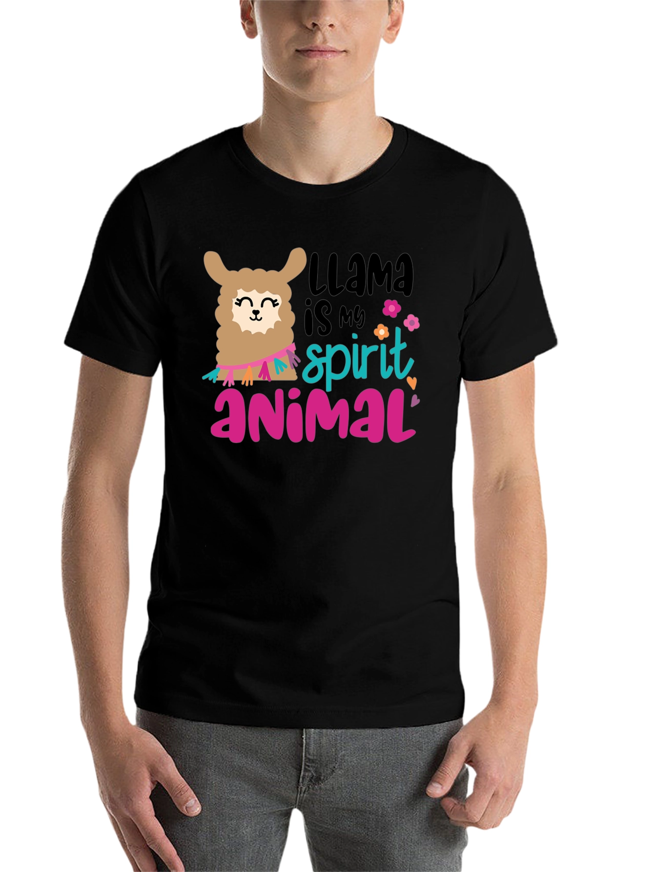 Black Llama Spirit Animal Graphic T-Shirt view 7