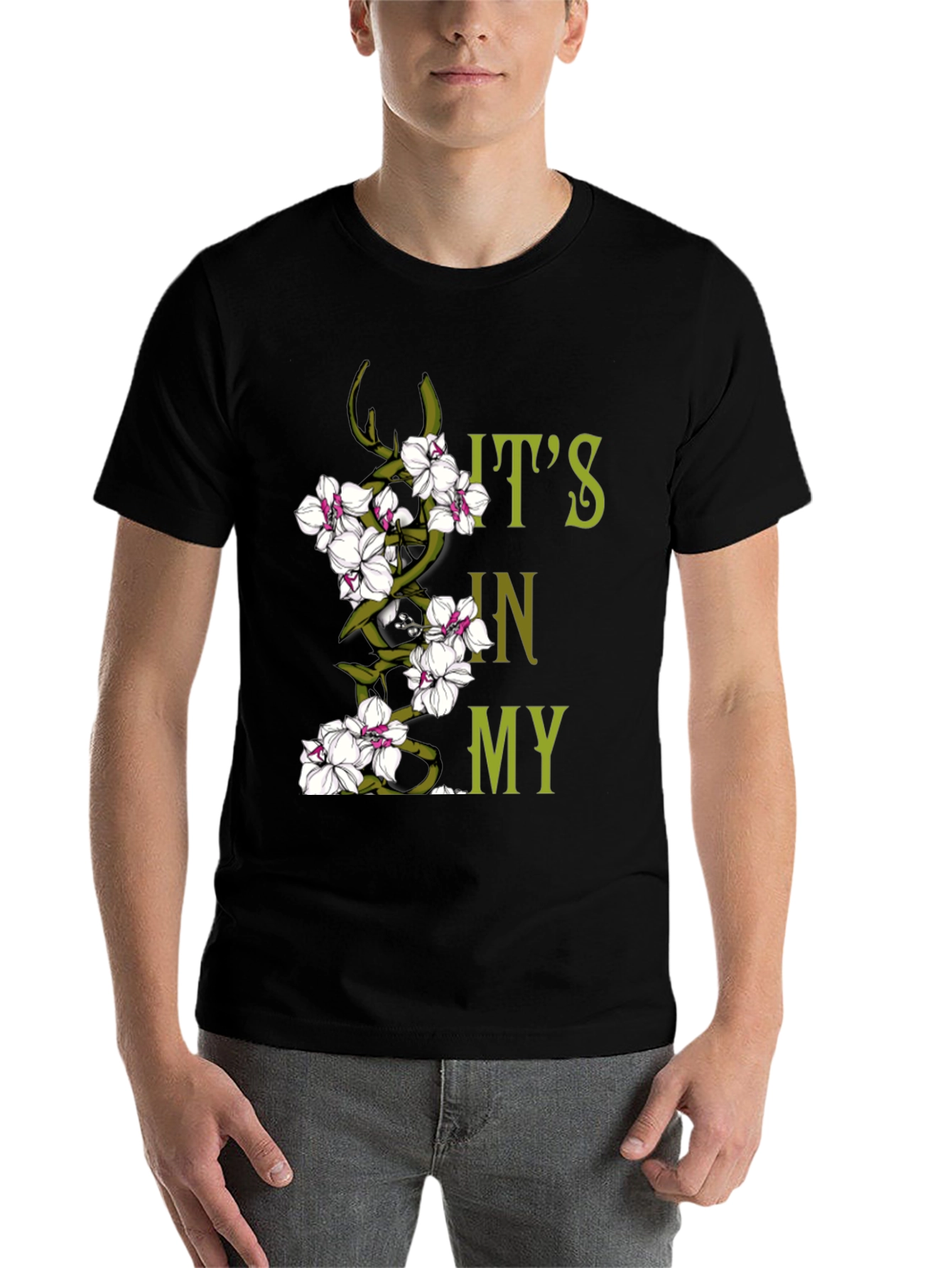 Black Floral Orchid T-Shirt - It's In My Nature Graphic Tee view 7