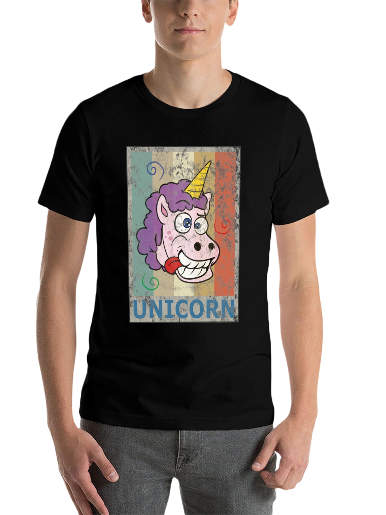 Black Funny Unicorn Graphic Tee - Unisex view 7