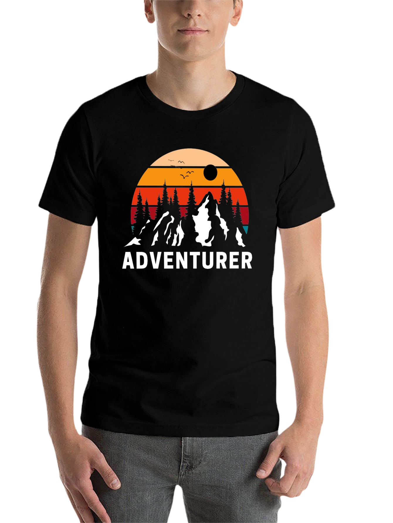 Black Adventurer Graphic T-Shirt - Mountain Design view 7