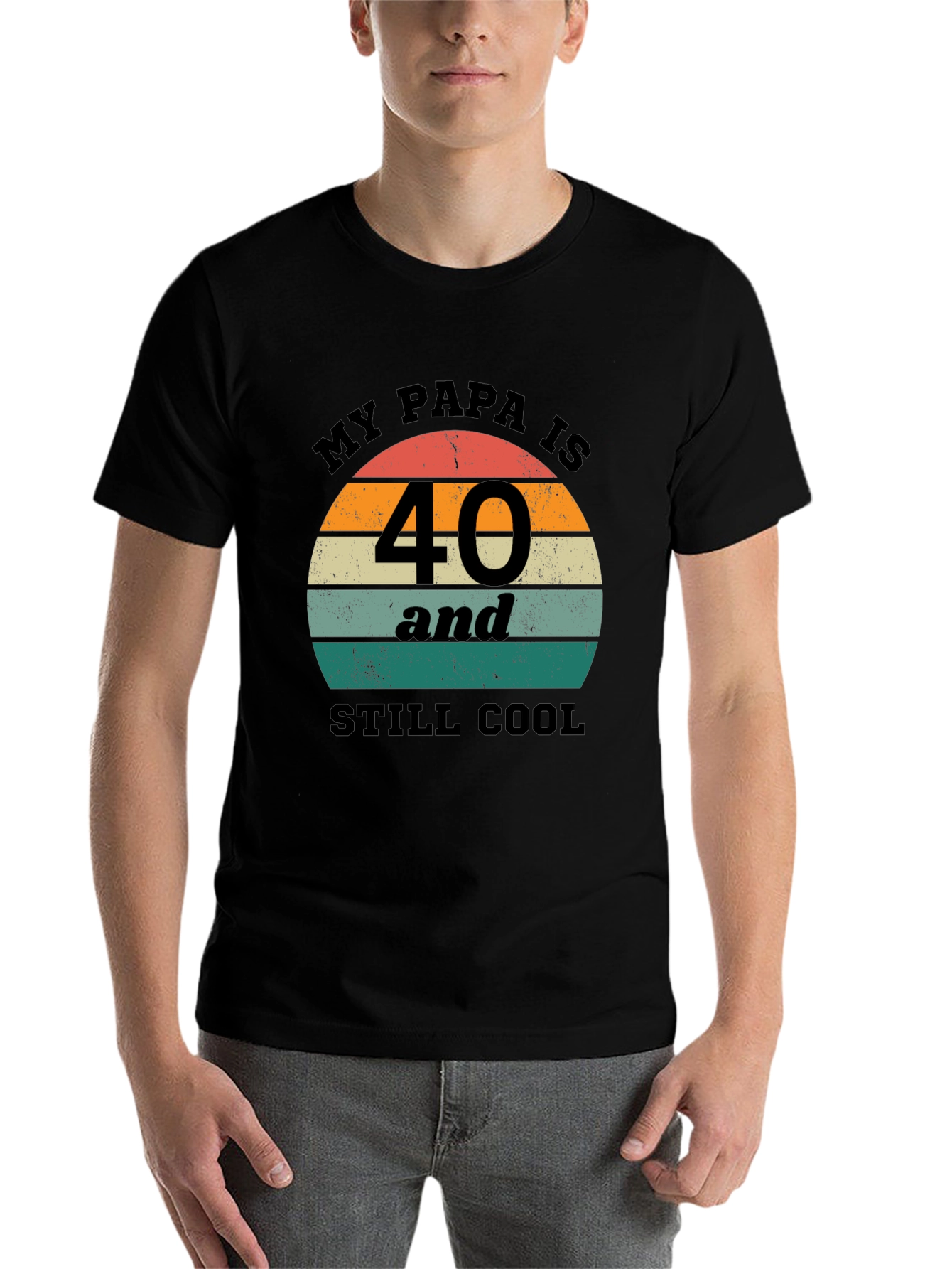 Black Funny "My Papa is 40" Birthday T-Shirt view 7