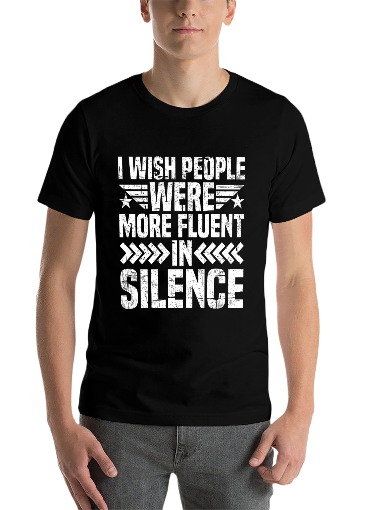 Black Fluent in Silence Graphic Tee - Unisex Humor Shirt view 7